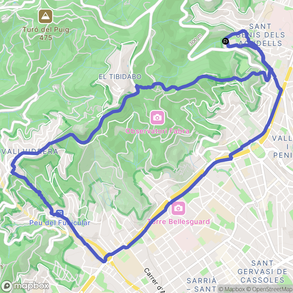 Barcelona : carte du parcours de randonnée - Spain