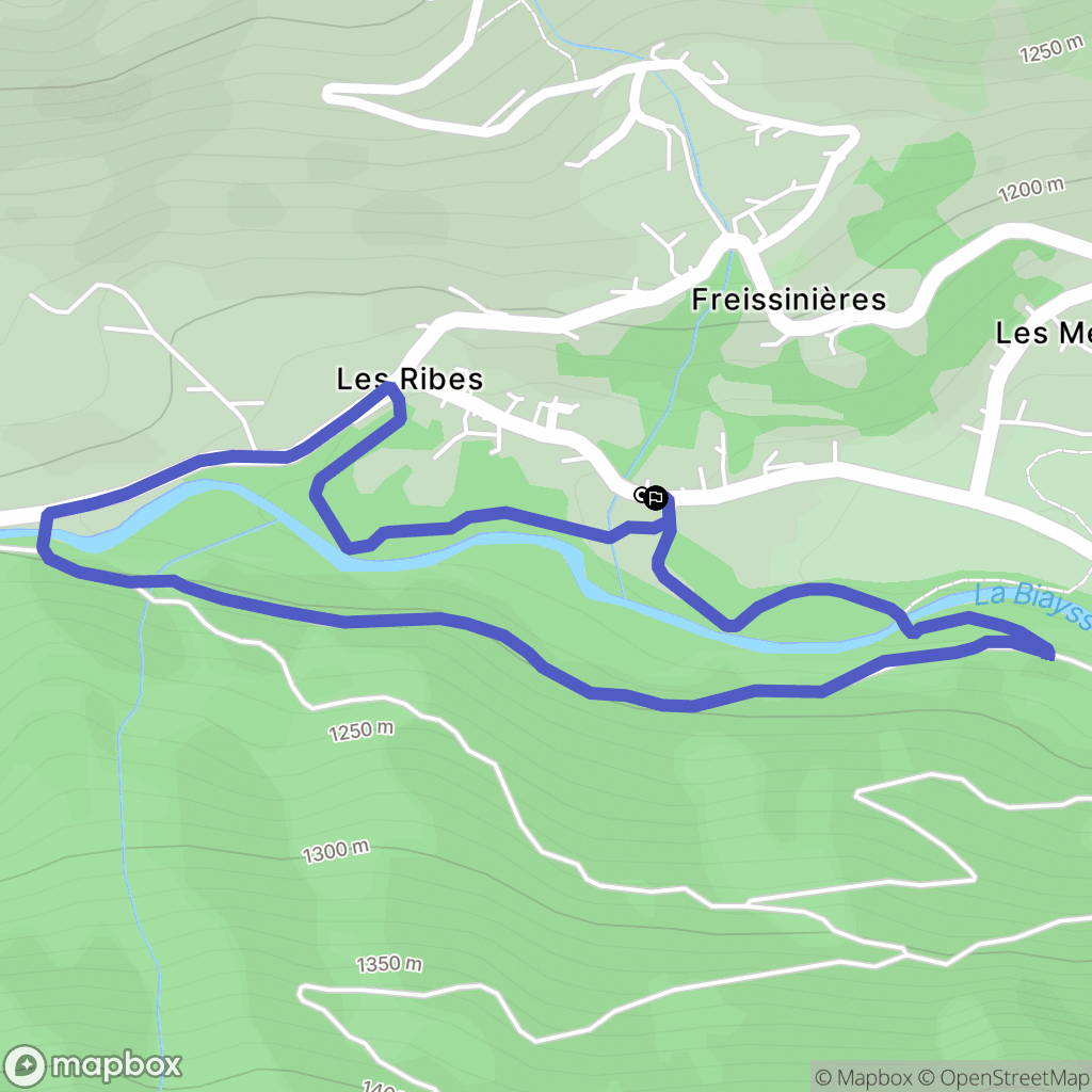 Freissinières : carte du parcours de randonnée - France