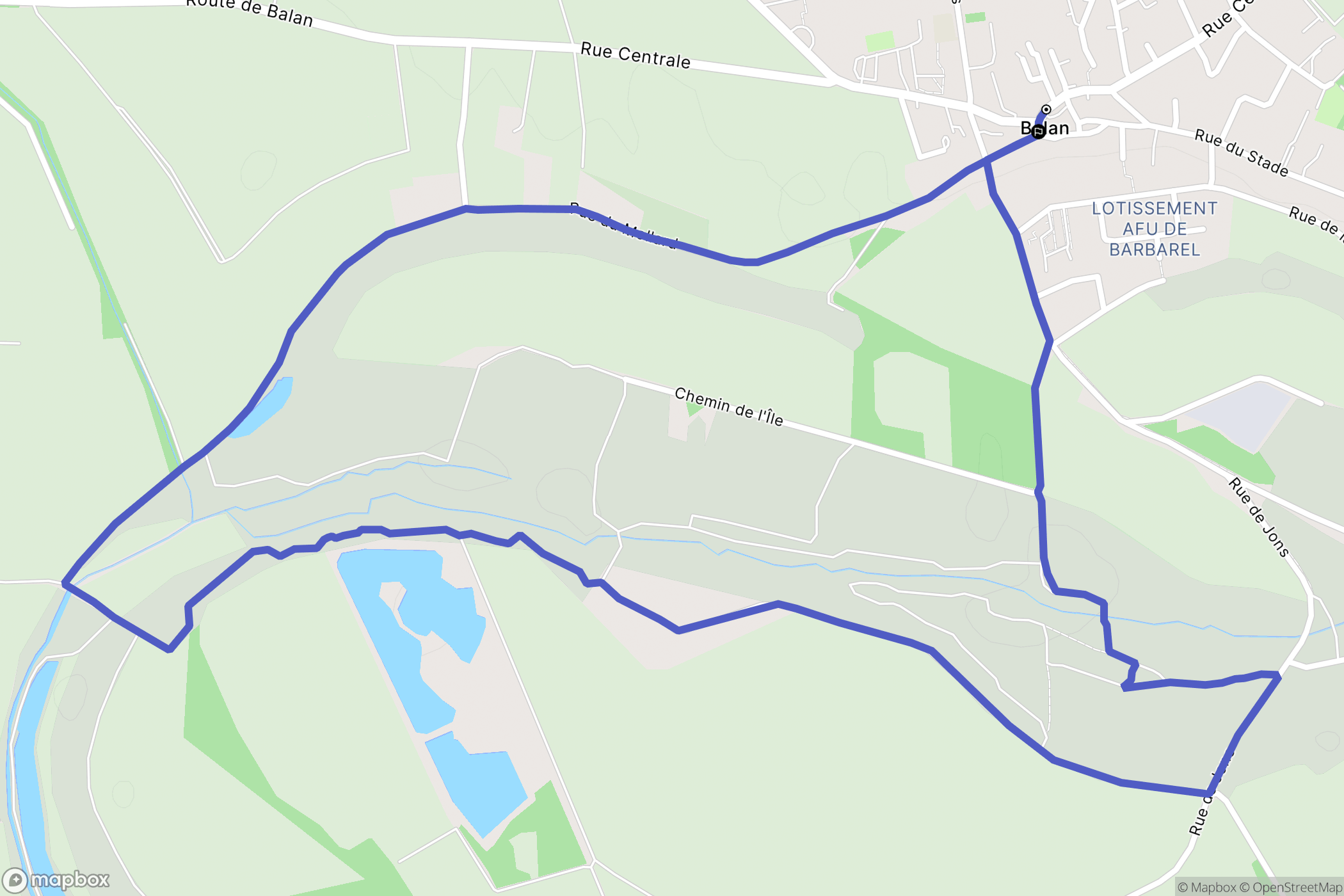 Balan : carte du parcours de randonnée - France