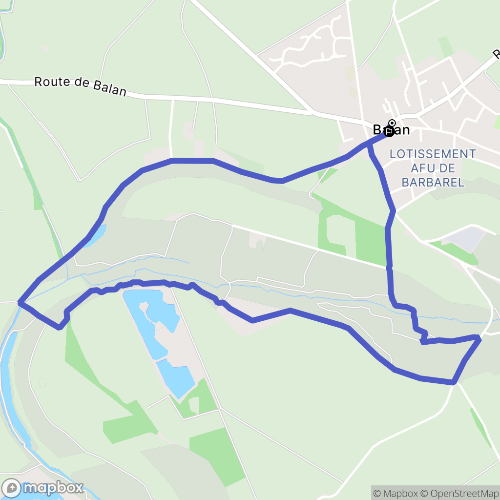 Balan : carte du parcours de randonnée - France