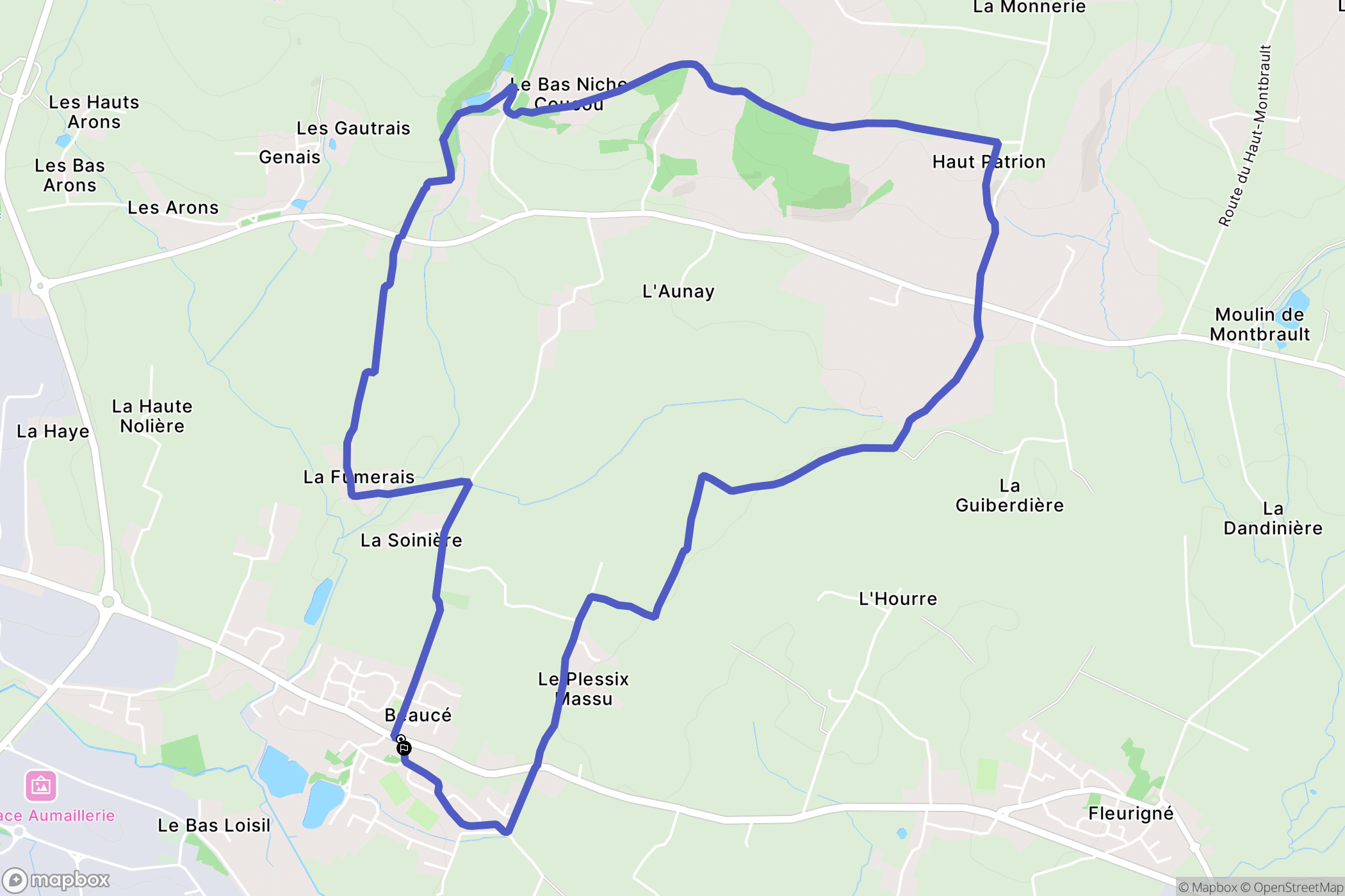 Beaucé : carte du parcours de randonnée - France