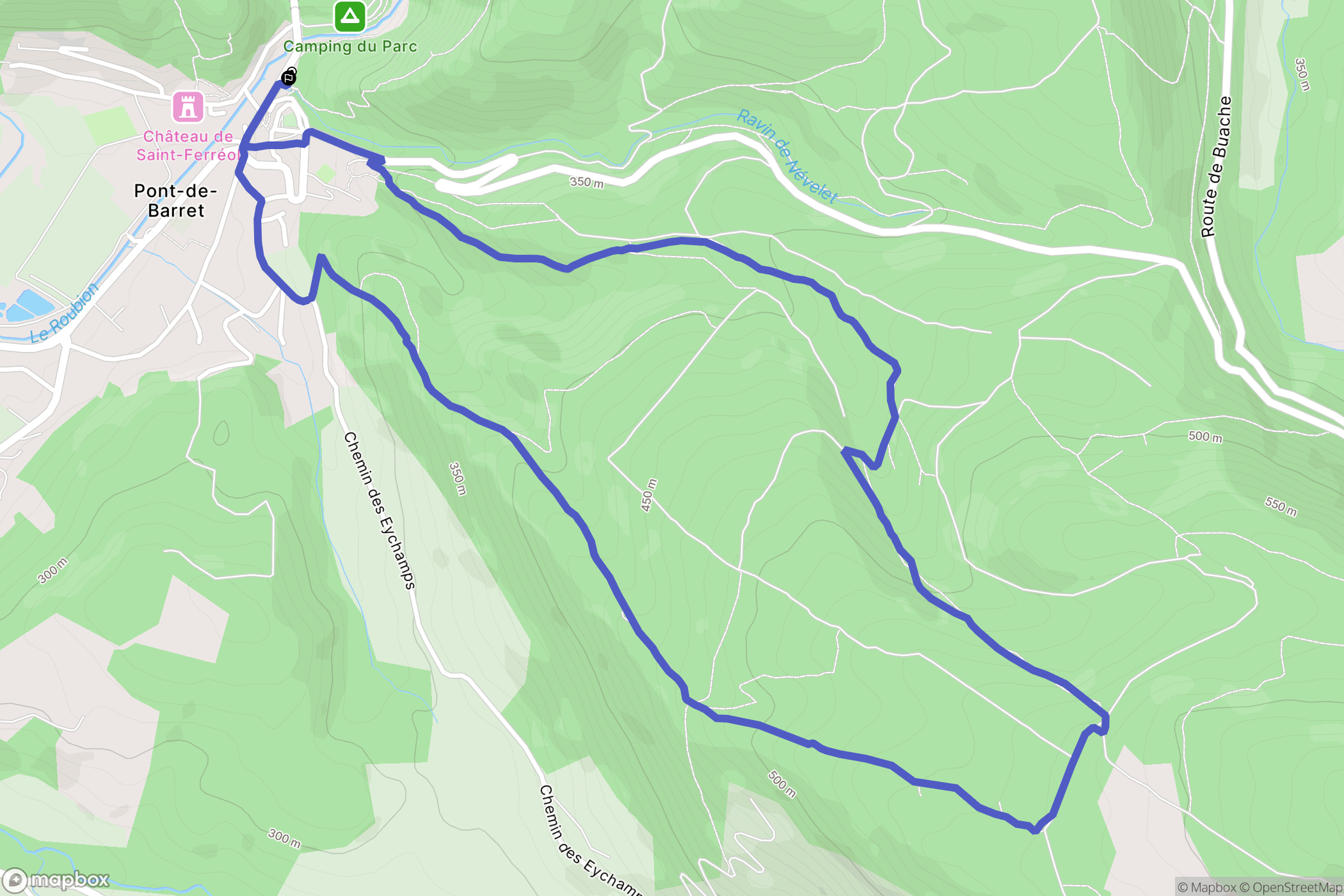 Pont-de-Barret : carte du parcours de randonnée - France