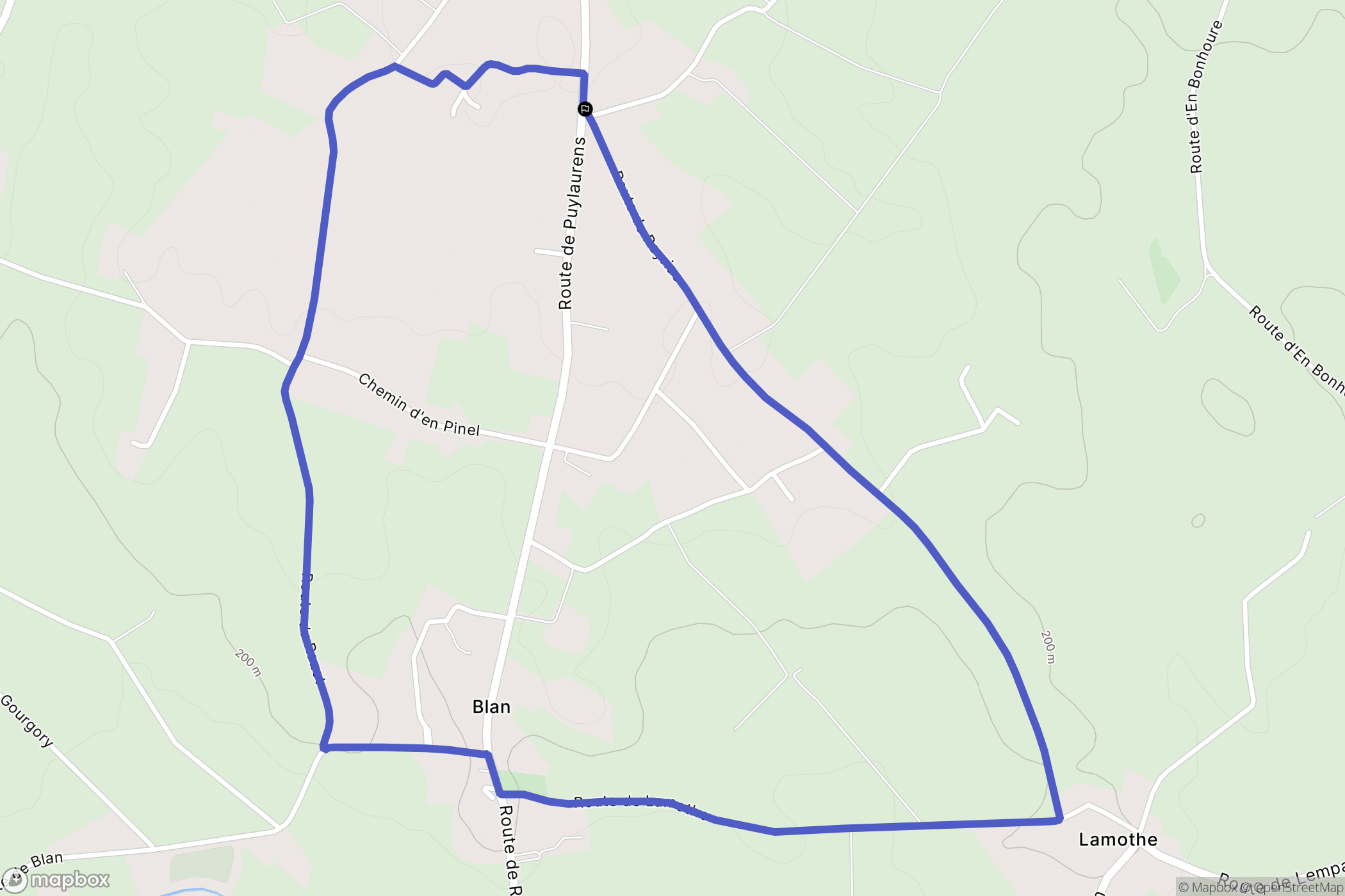 Blan : carte du parcours de randonnée - France
