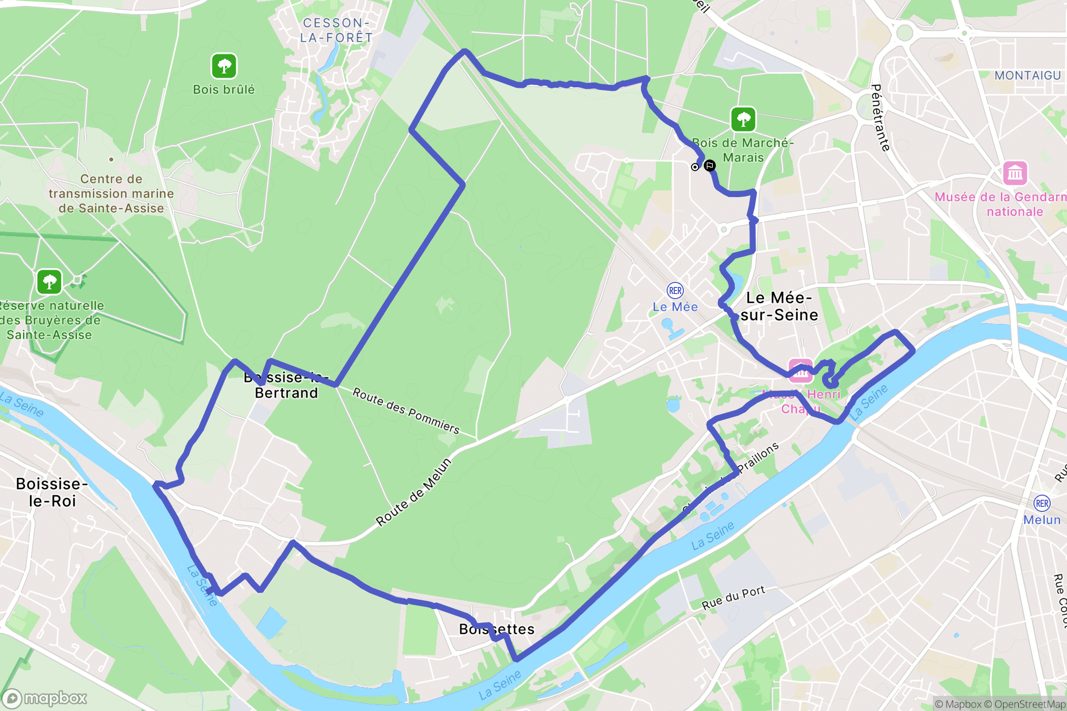 Le Mée-sur-Seine : carte du parcours de randonnée - France