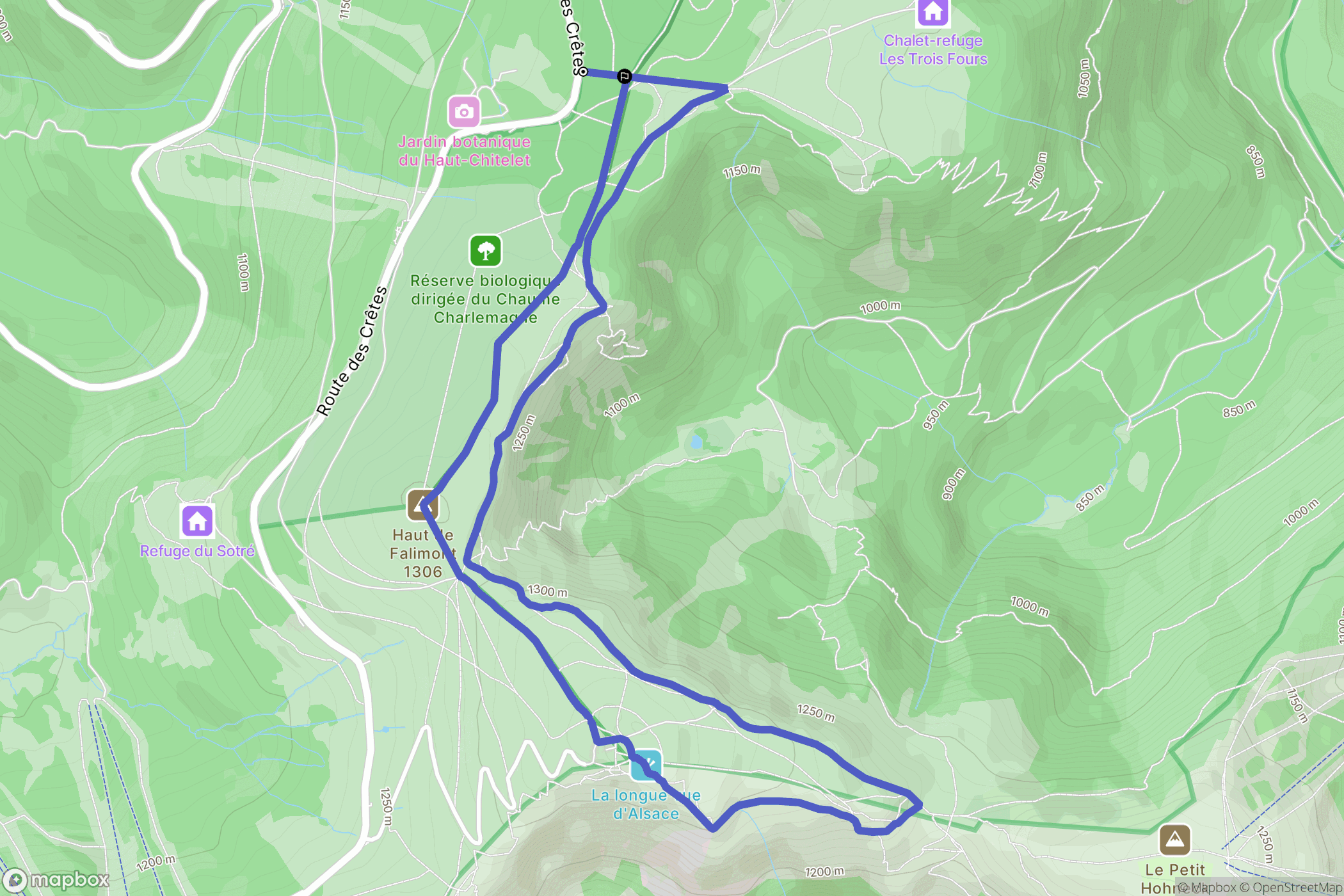 Gérardmer : carte du parcours de randonnée - France