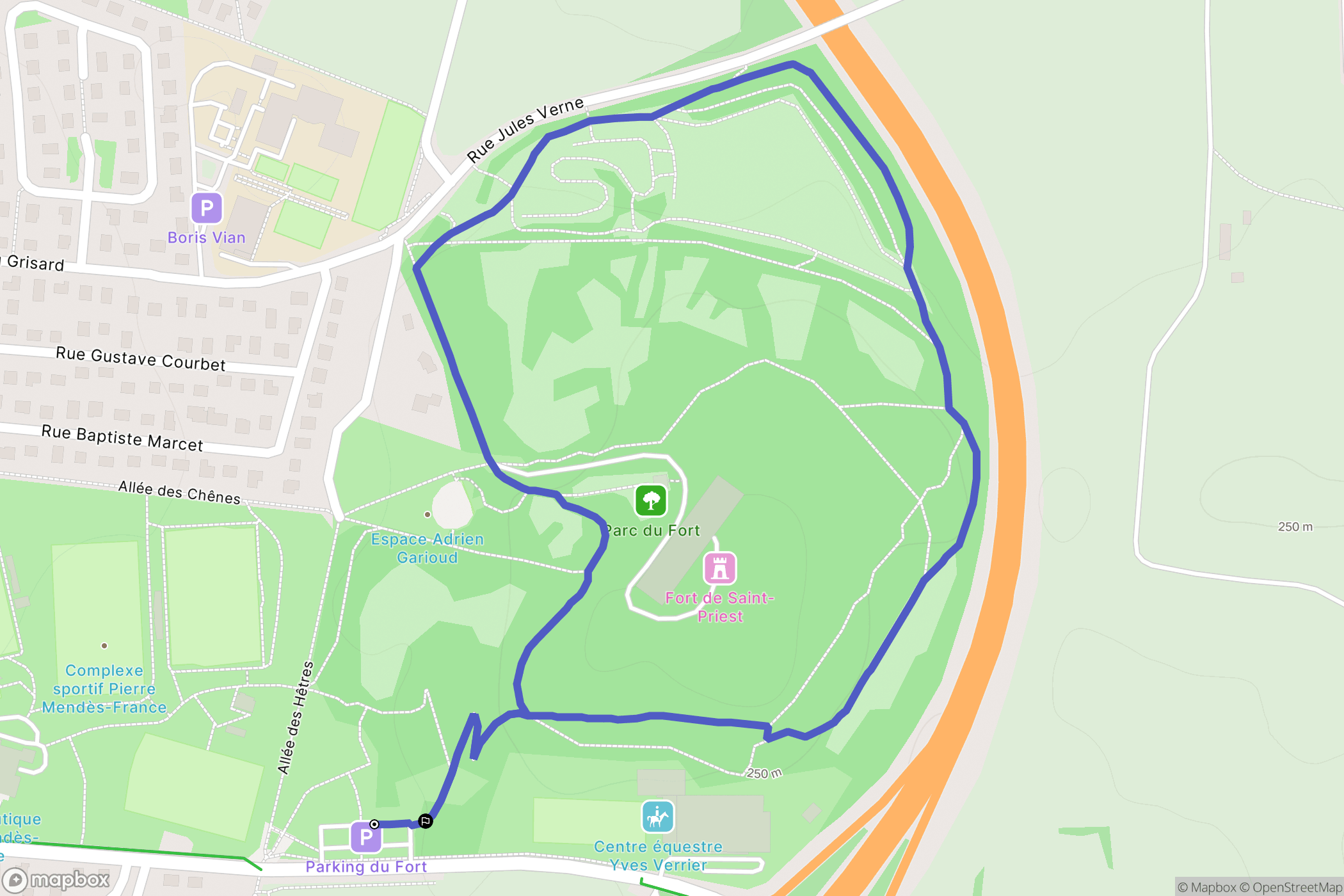 Saint-Priest : carte du parcours de randonnée - France