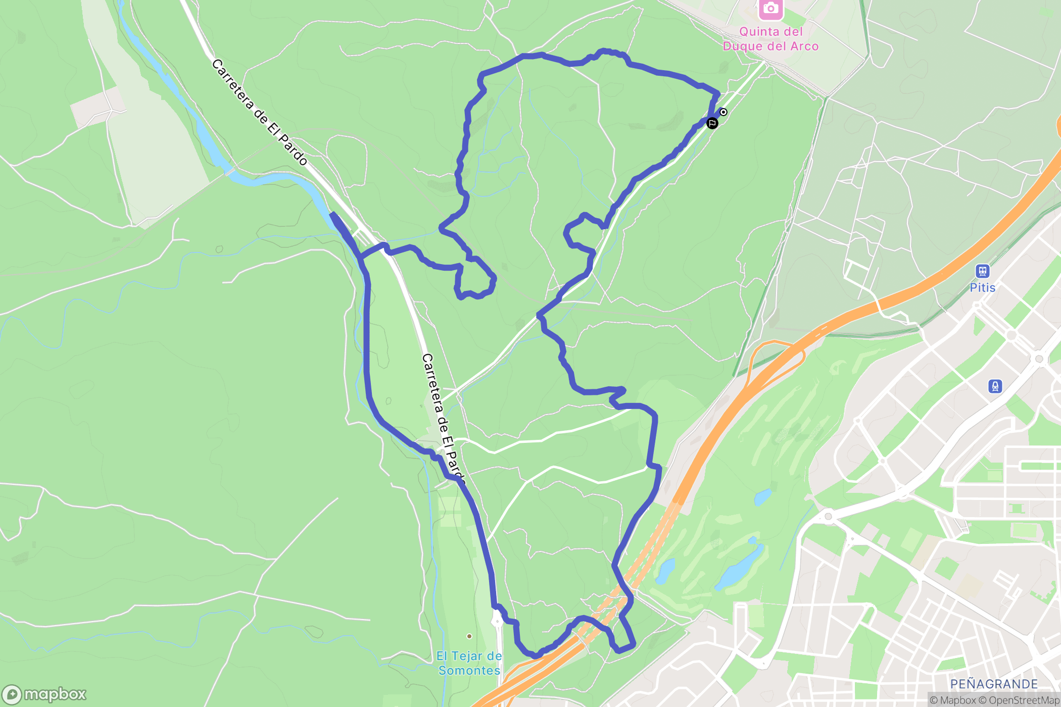 Madrid : carte du parcours de randonnée - Spain