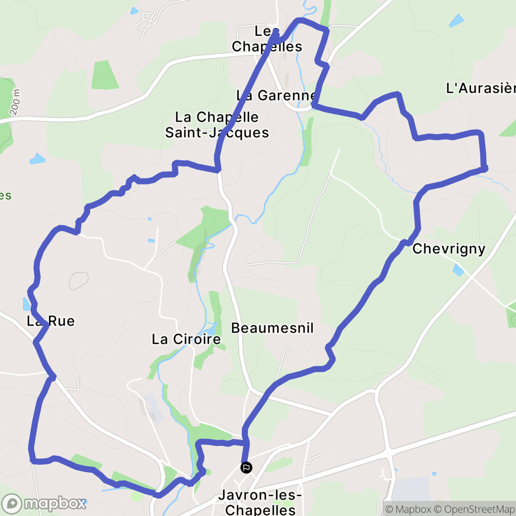 Javron-les-Chapelles : carte du parcours de randonnée - France