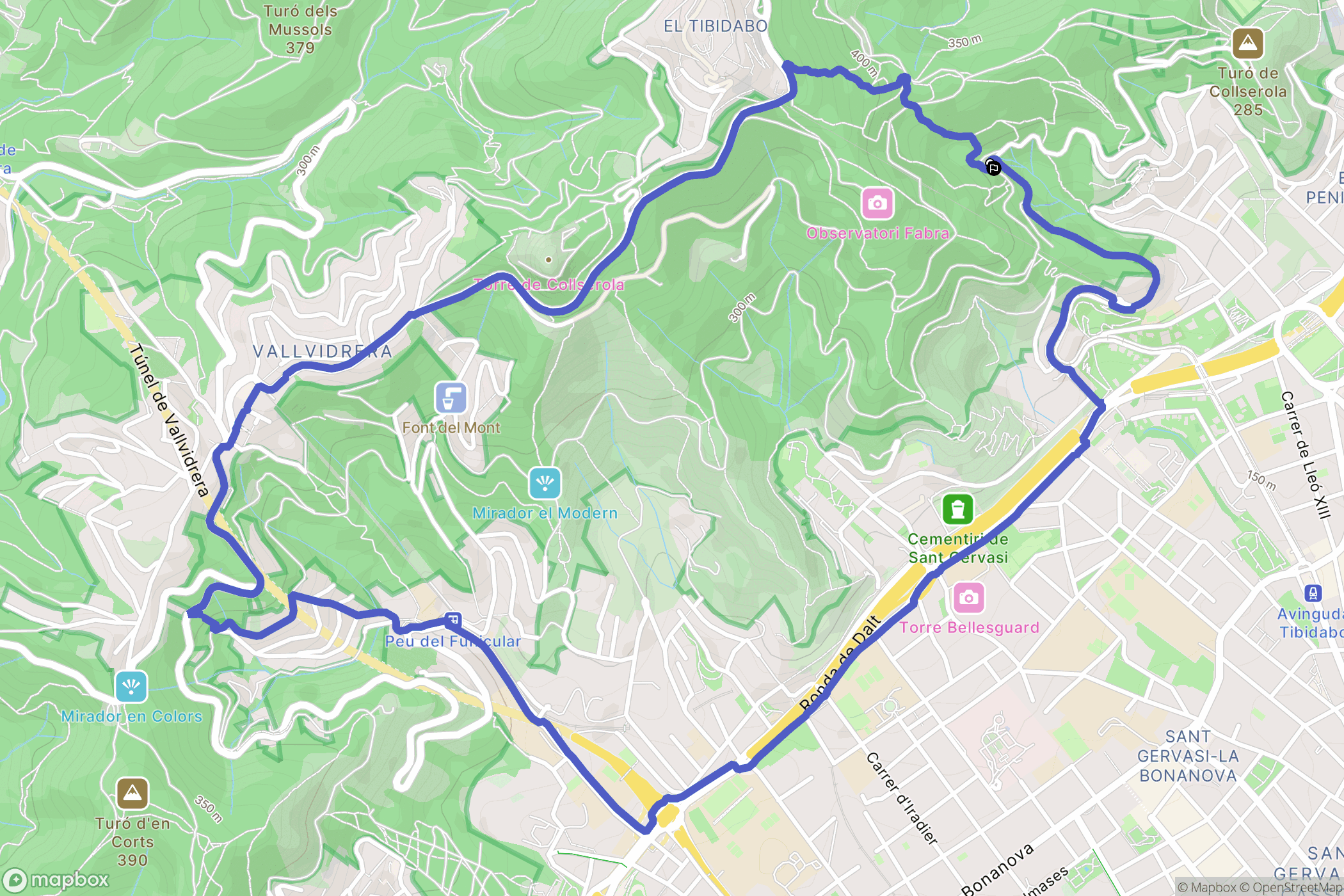 Barcelona : carte du parcours de randonnée - Spain