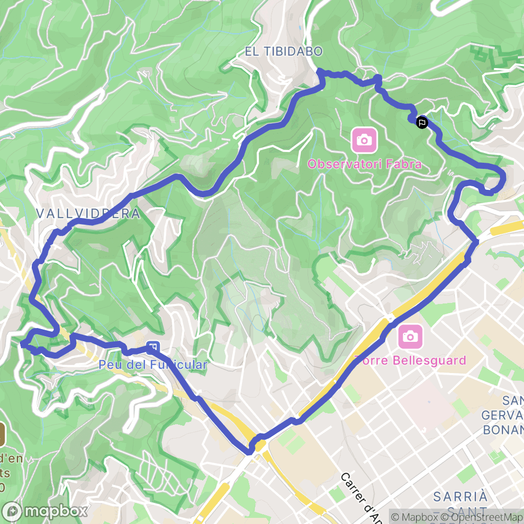 Barcelona : carte du parcours de randonnée - Spain