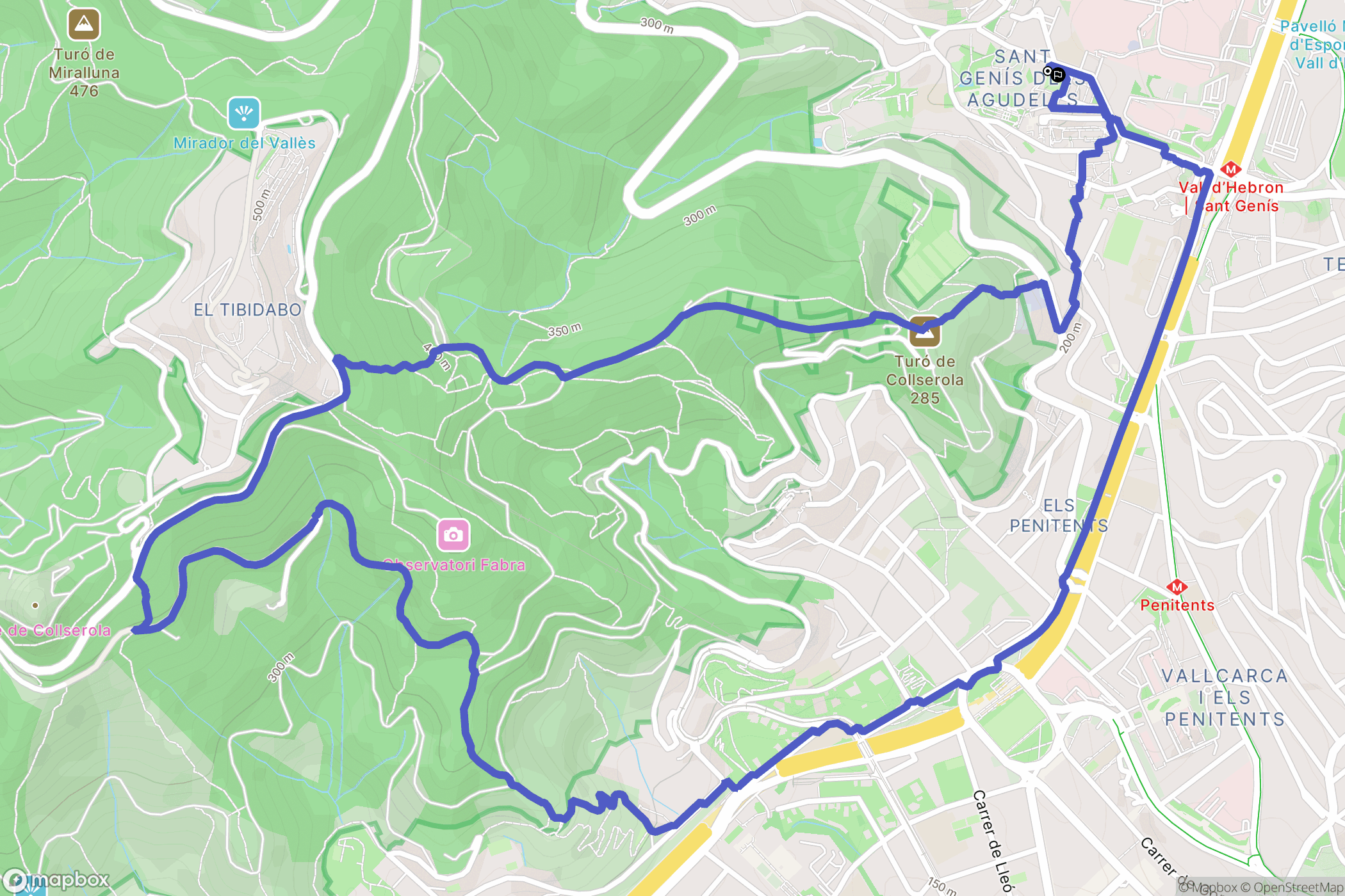 Barcelona : carte du parcours de randonnée - Spain