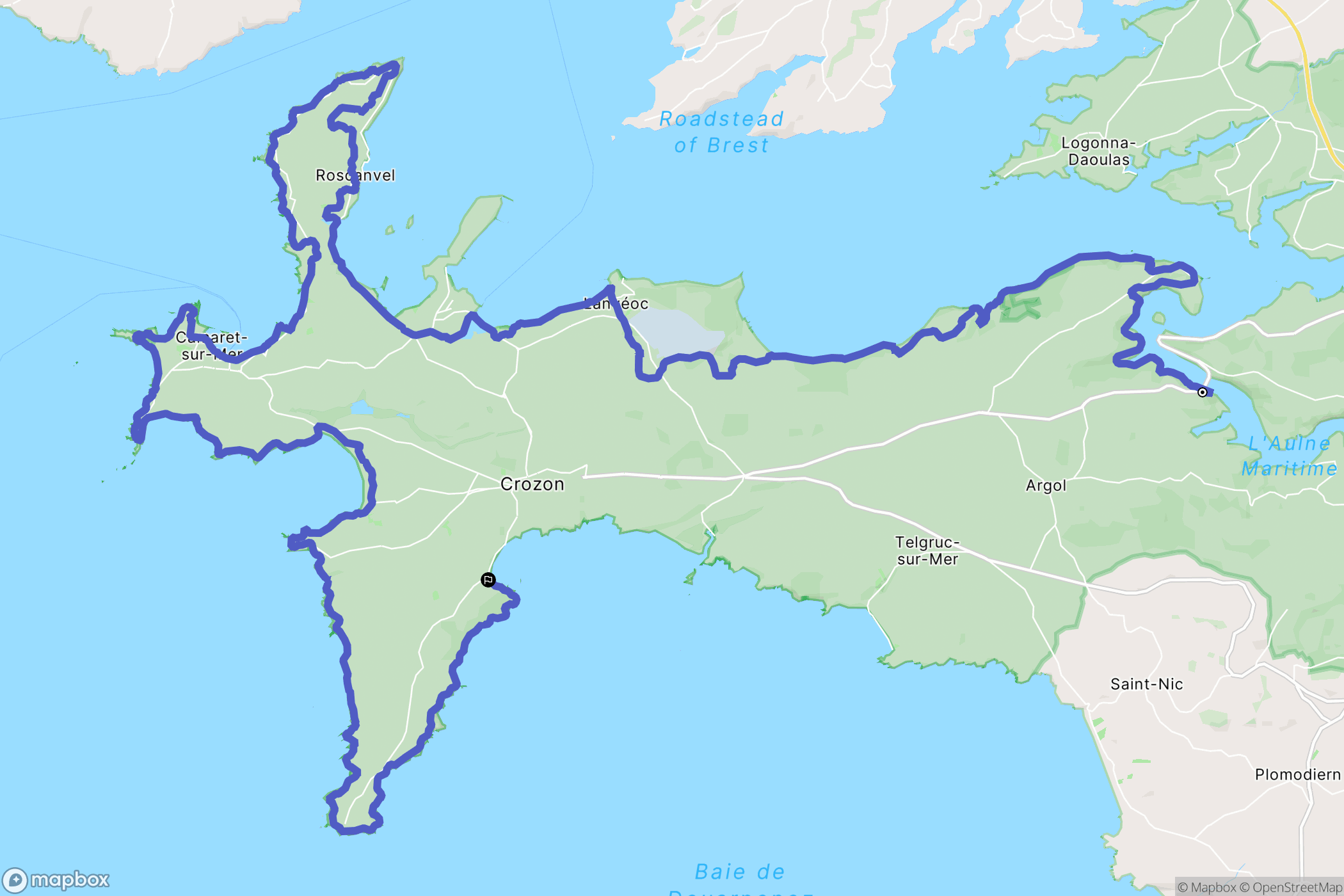 Rosnoën : carte du parcours de randonnée - France