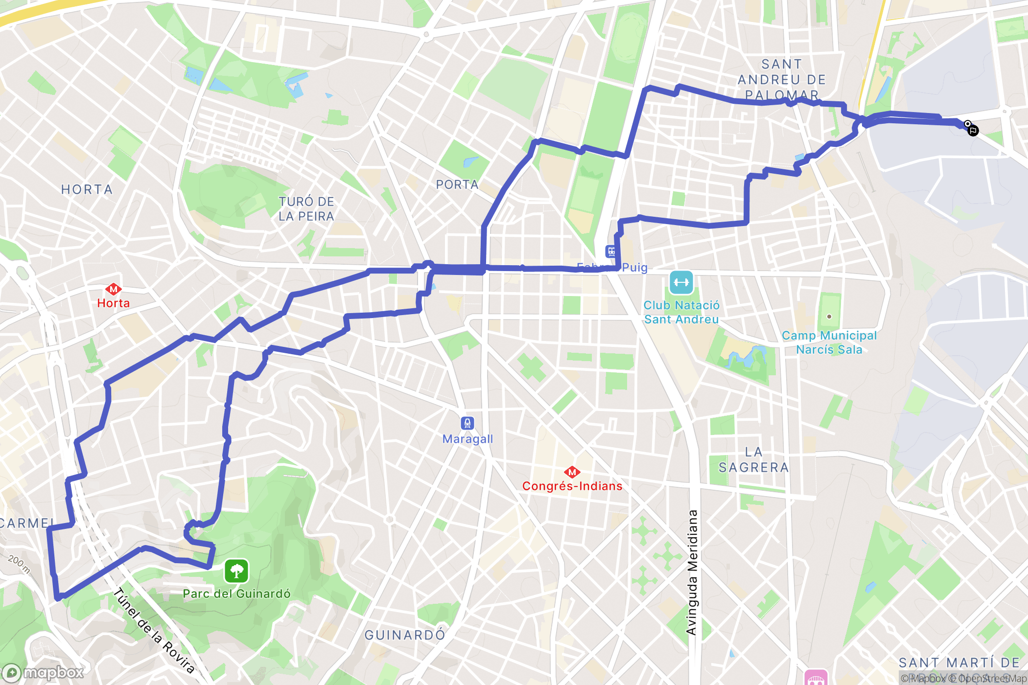 Barcelona : carte du parcours de randonnée - Spain