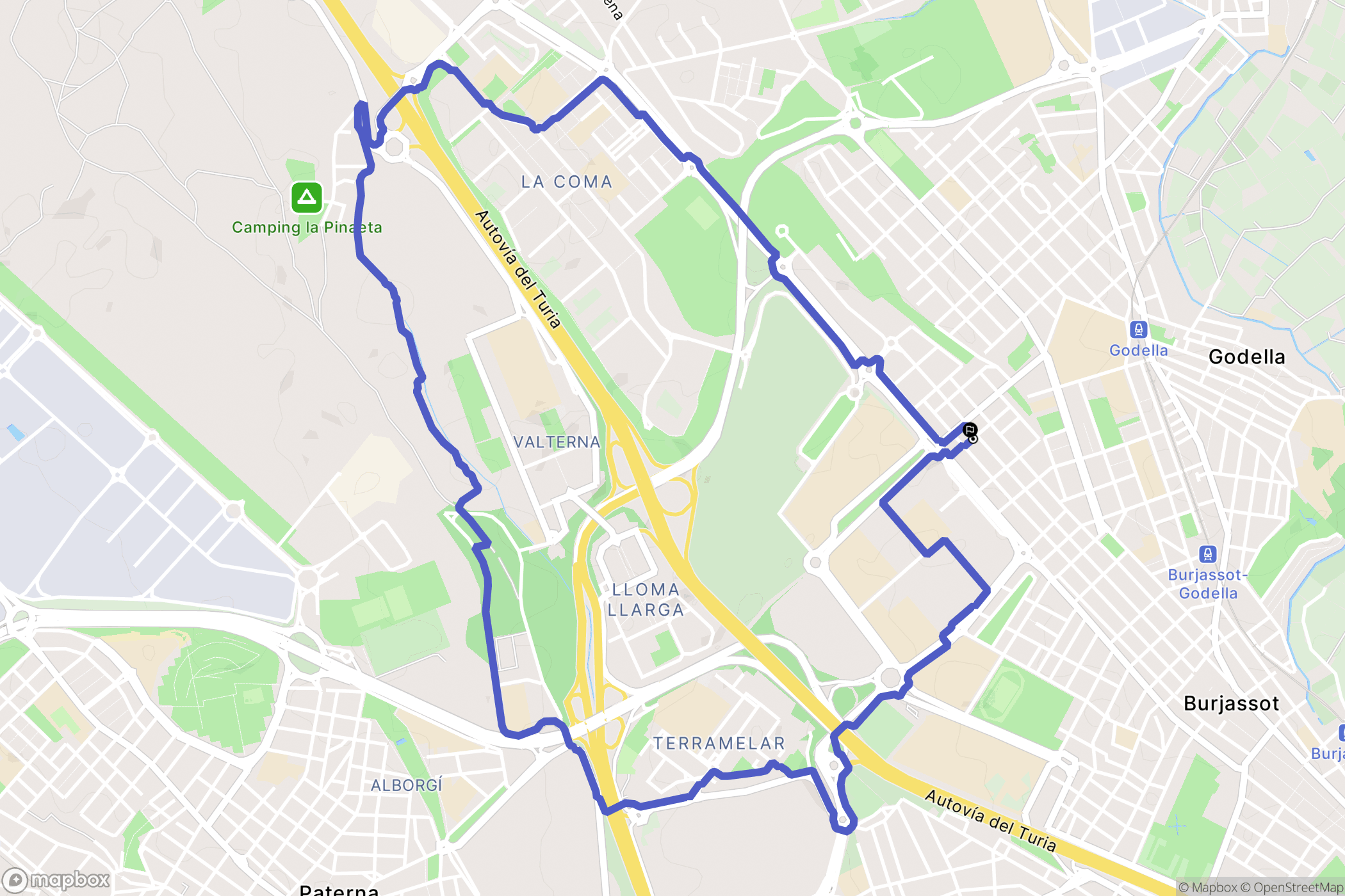 Burjassot : carte du parcours de randonnée - Spain