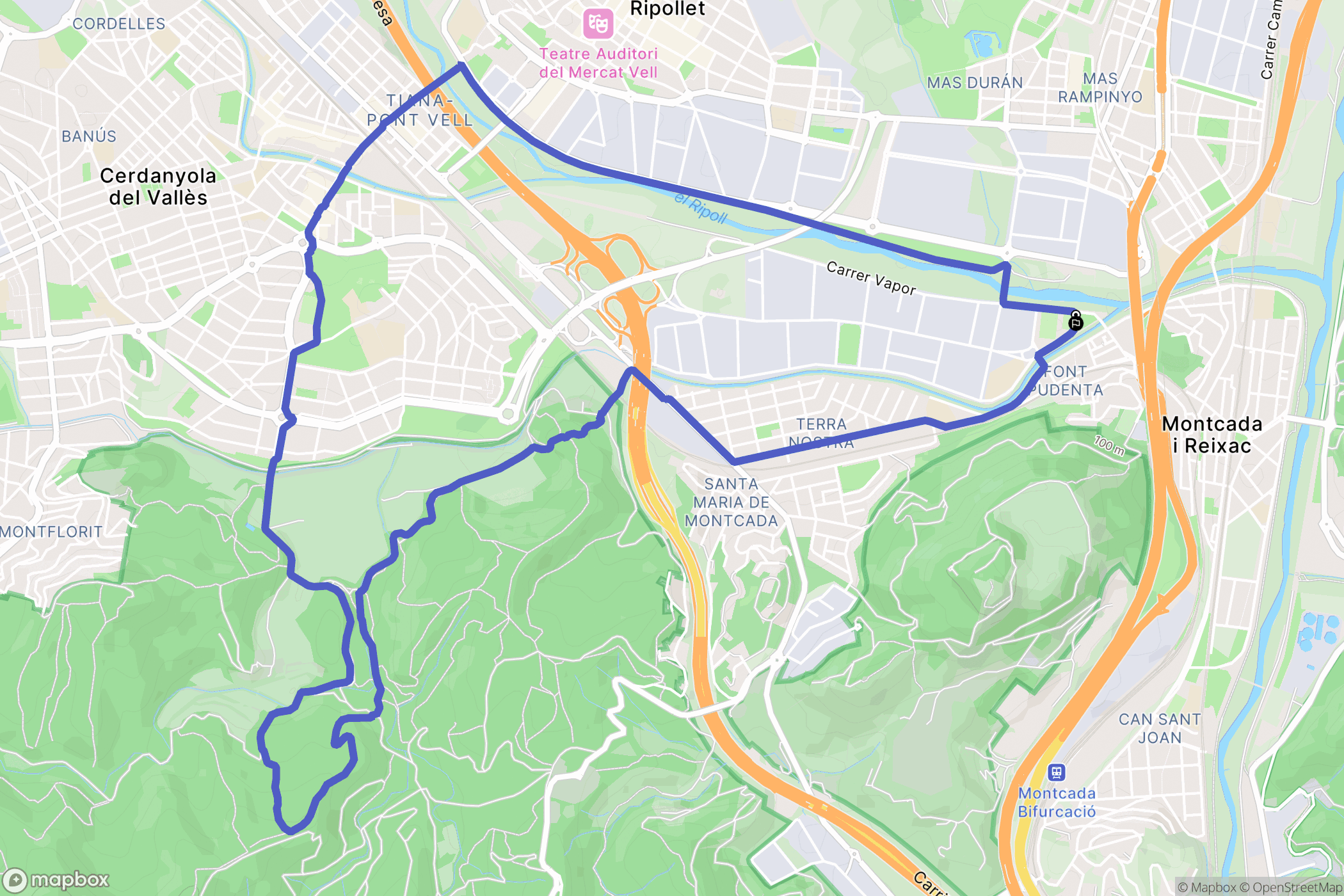 Montcada i Reixac : carte du parcours de randonnée - Spain
