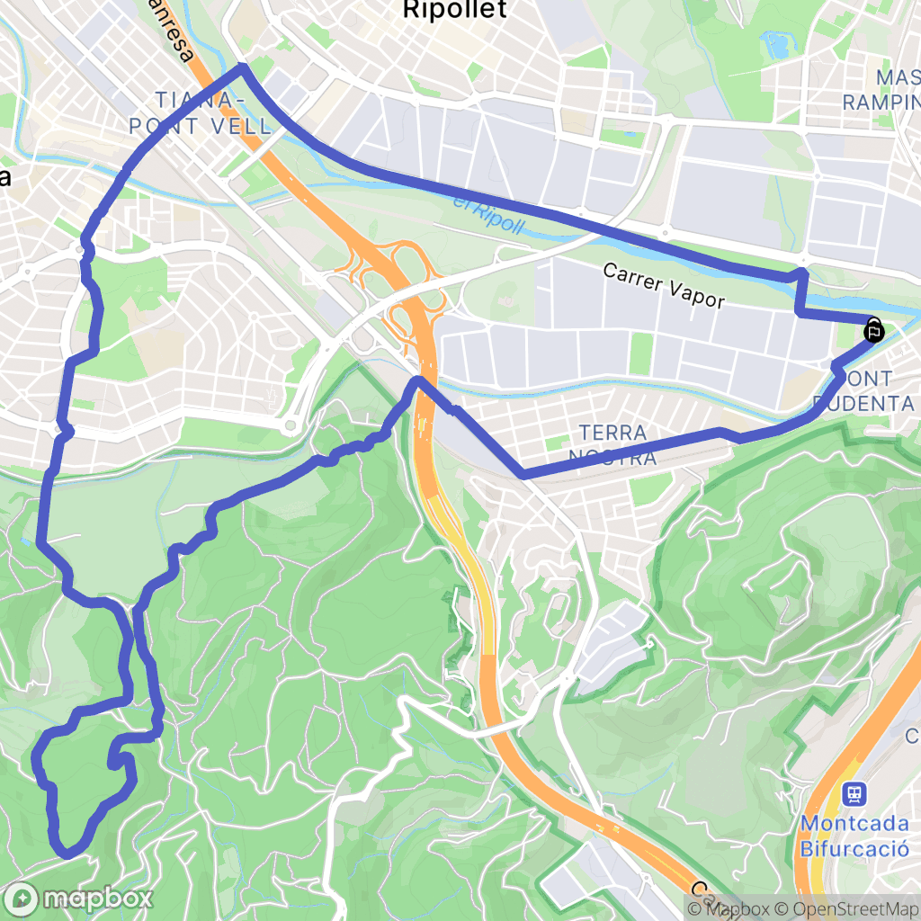 Montcada i Reixac : carte du parcours de randonnée - Spain