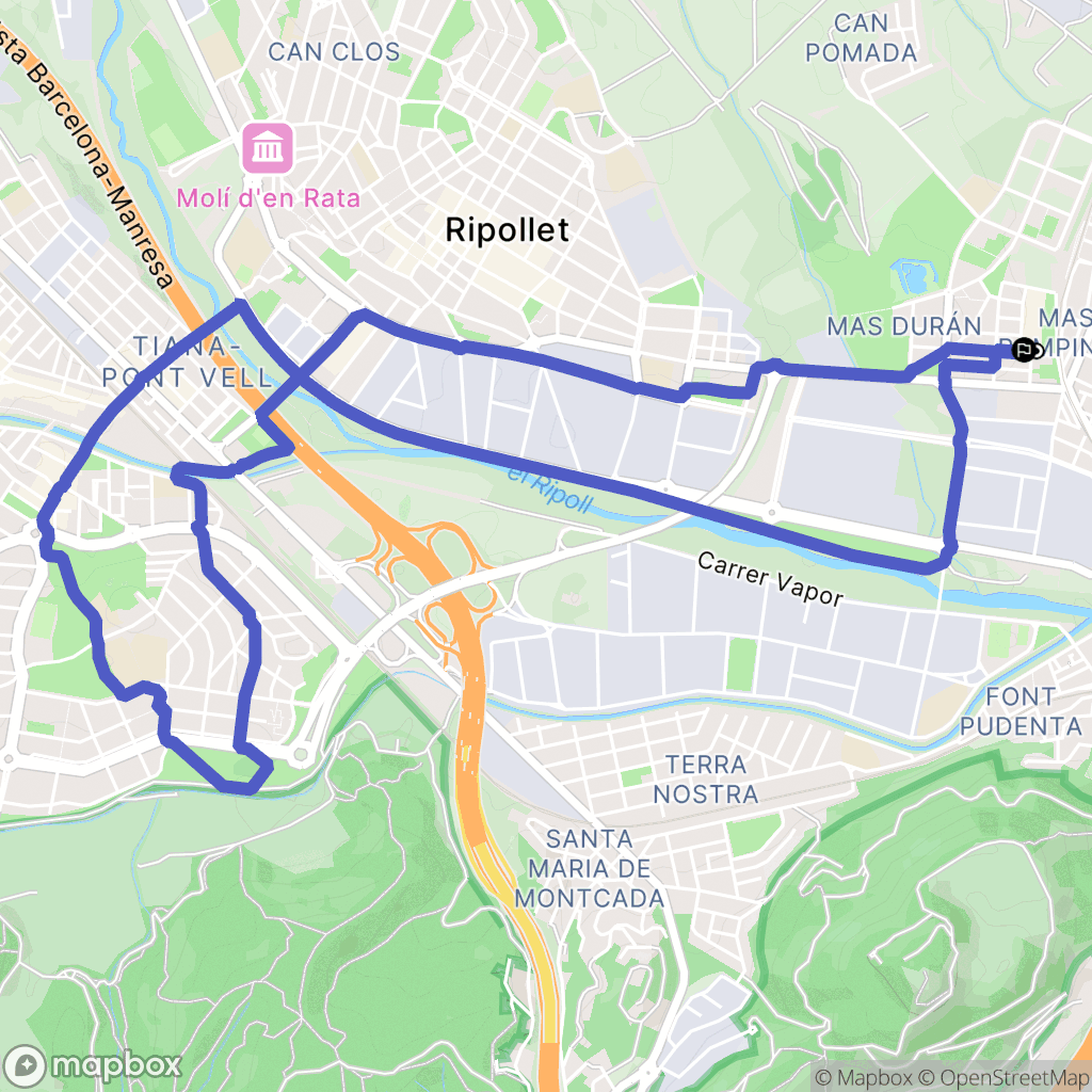 Montcada i Reixac : carte du parcours de randonnée - Spain