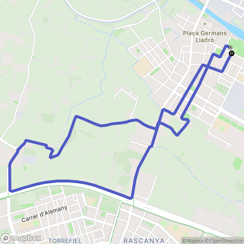 Tavernes Blanques : carte du parcours de randonnée - Spain
