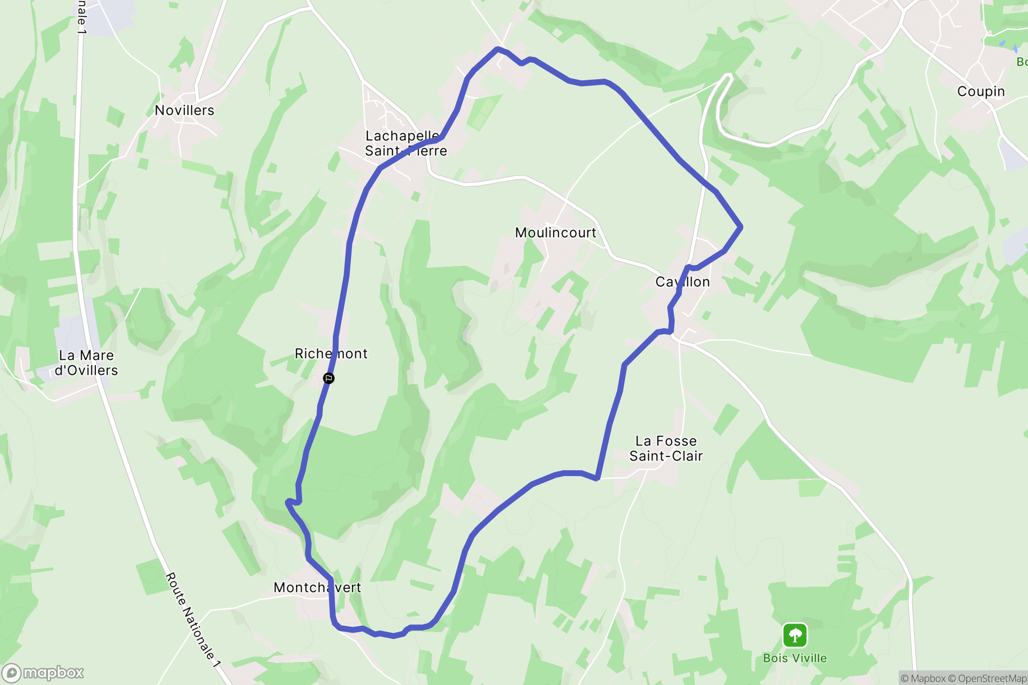Lachapelle-Saint-Pierre : carte du parcours de randonnée - France