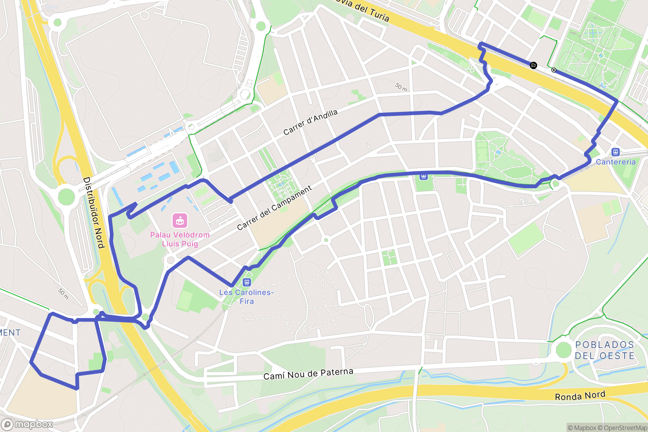 Burjassot : carte du parcours de randonnée - Spain