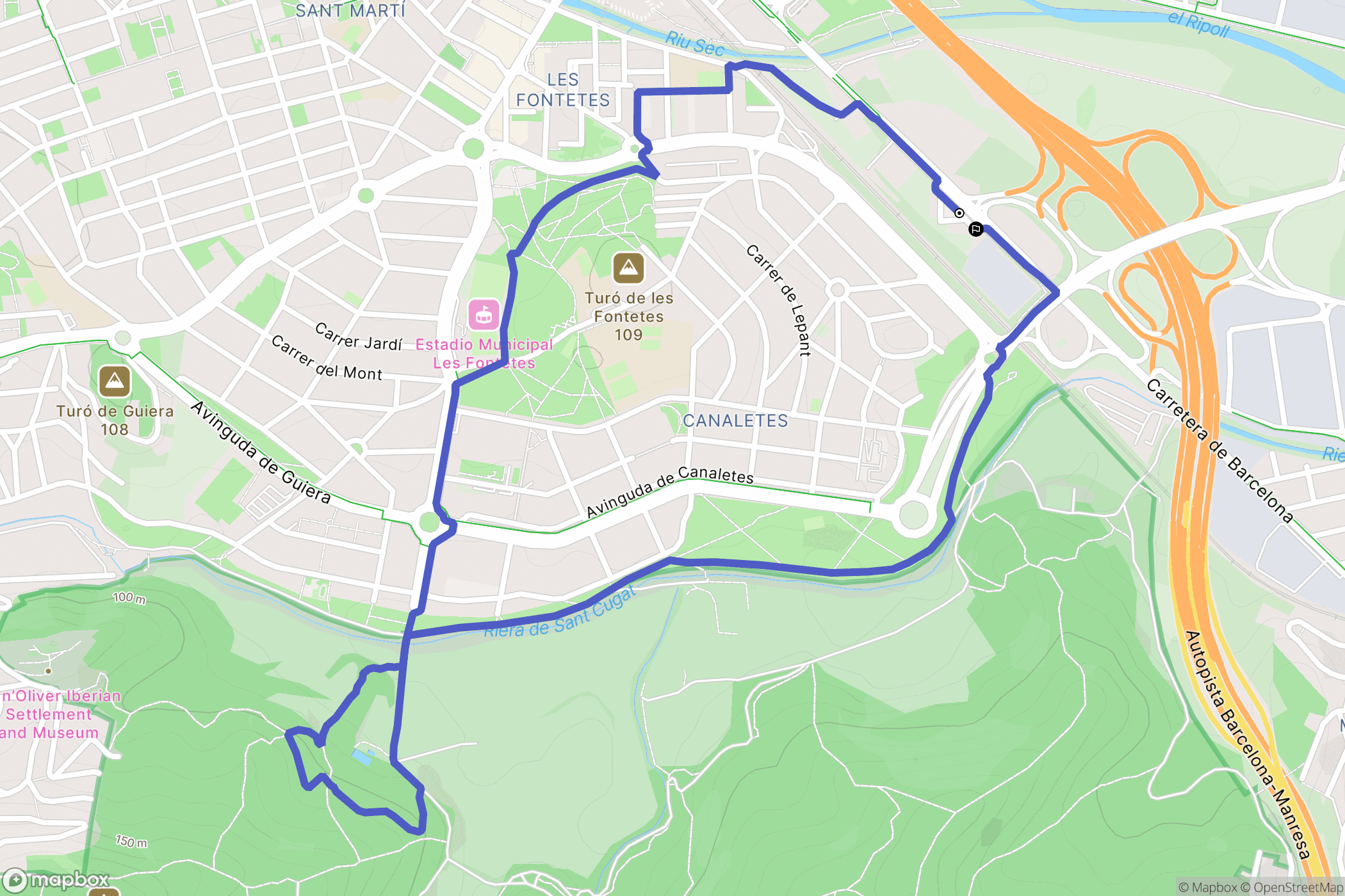 Ripollet : carte du parcours de randonnée - Spain