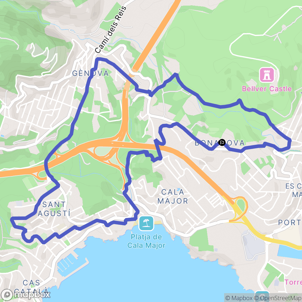 Palma : carte du parcours de randonnée - Spain