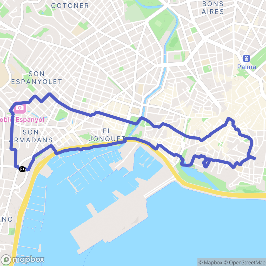 Palma : carte du parcours de randonnée - Spain