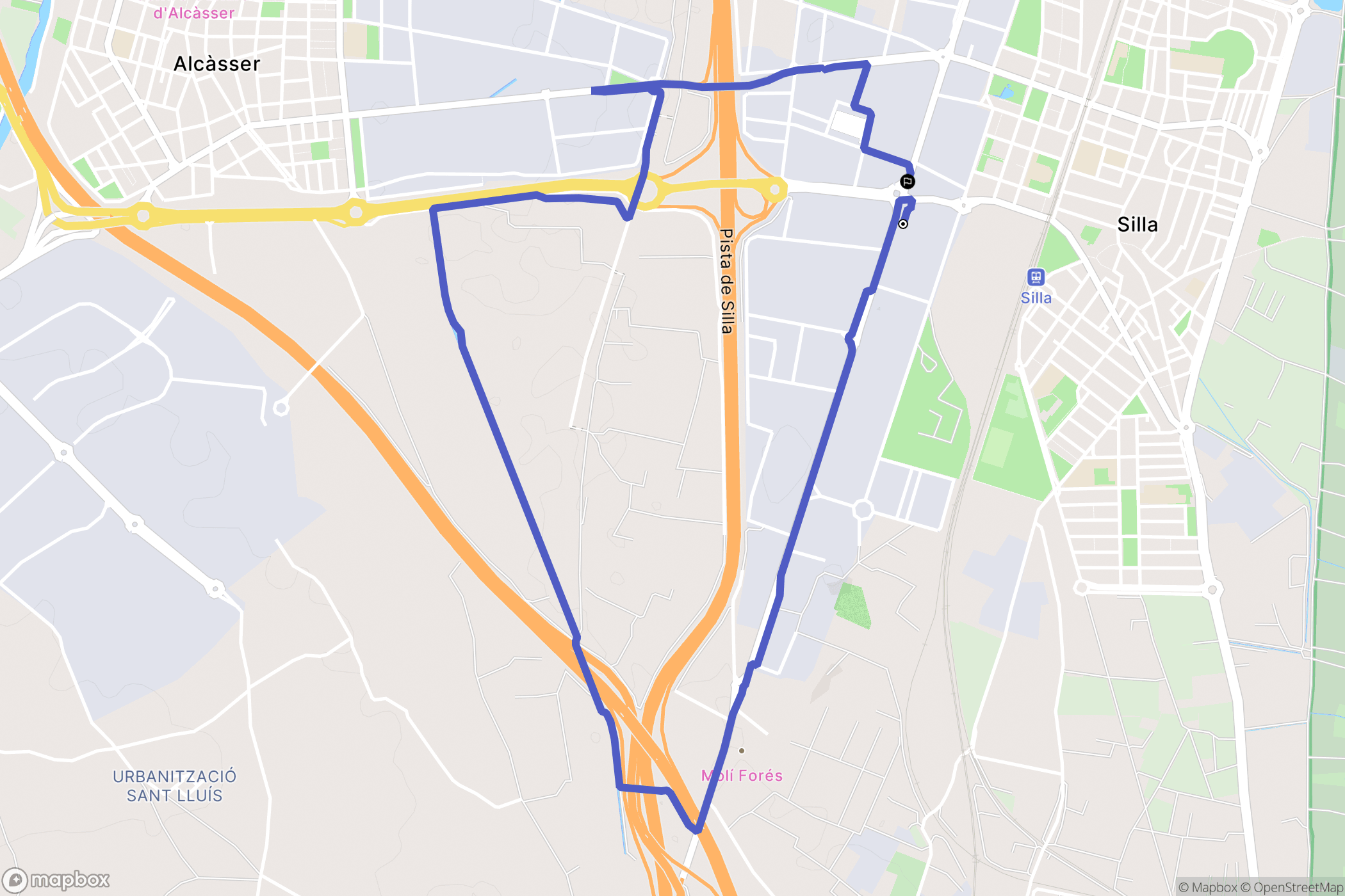 Silla : carte du parcours de randonnée - Spain