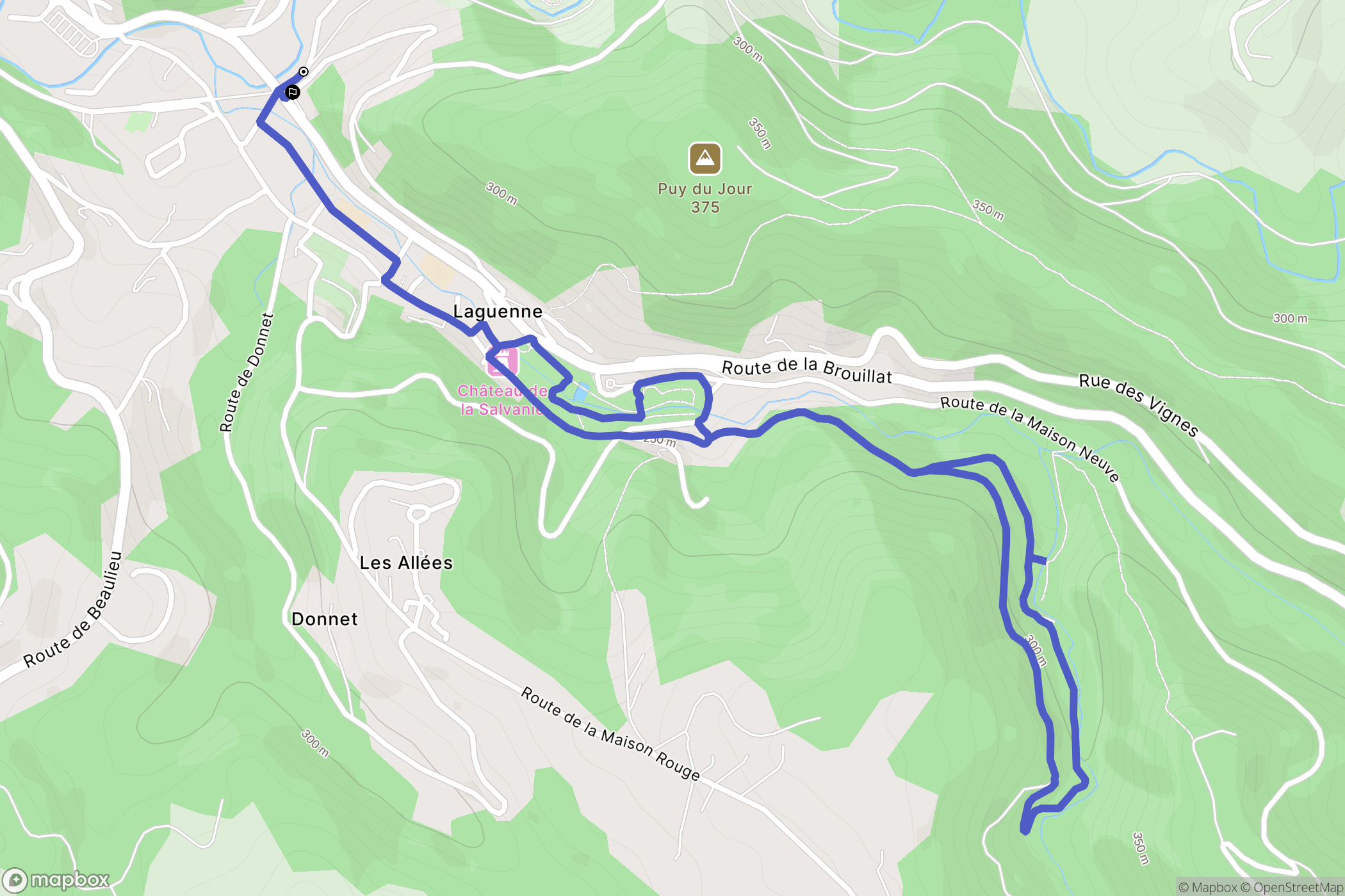 Laguenne-sur-Avalouze : carte du parcours de randonnée - France