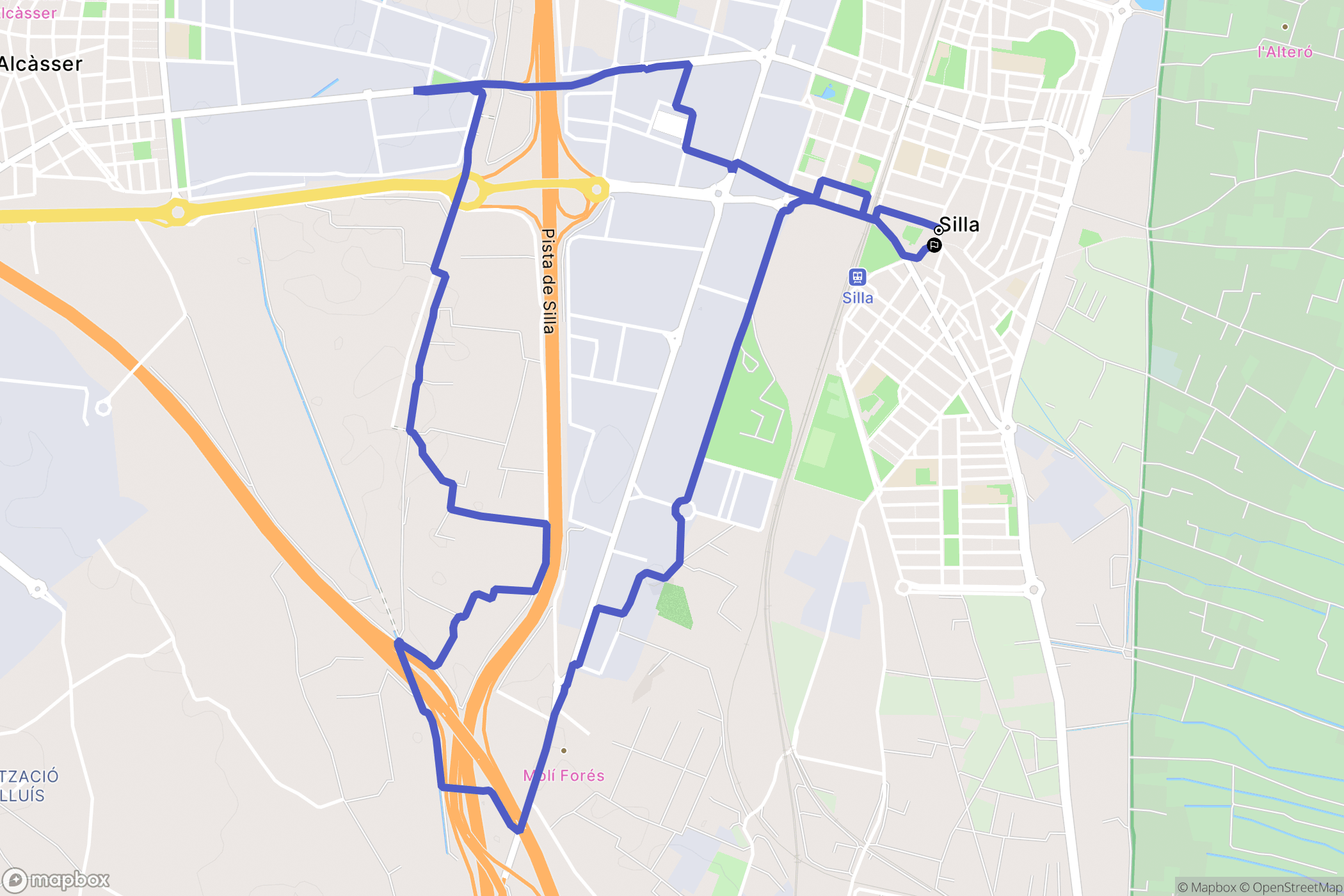 Silla : carte du parcours de randonnée - Spain