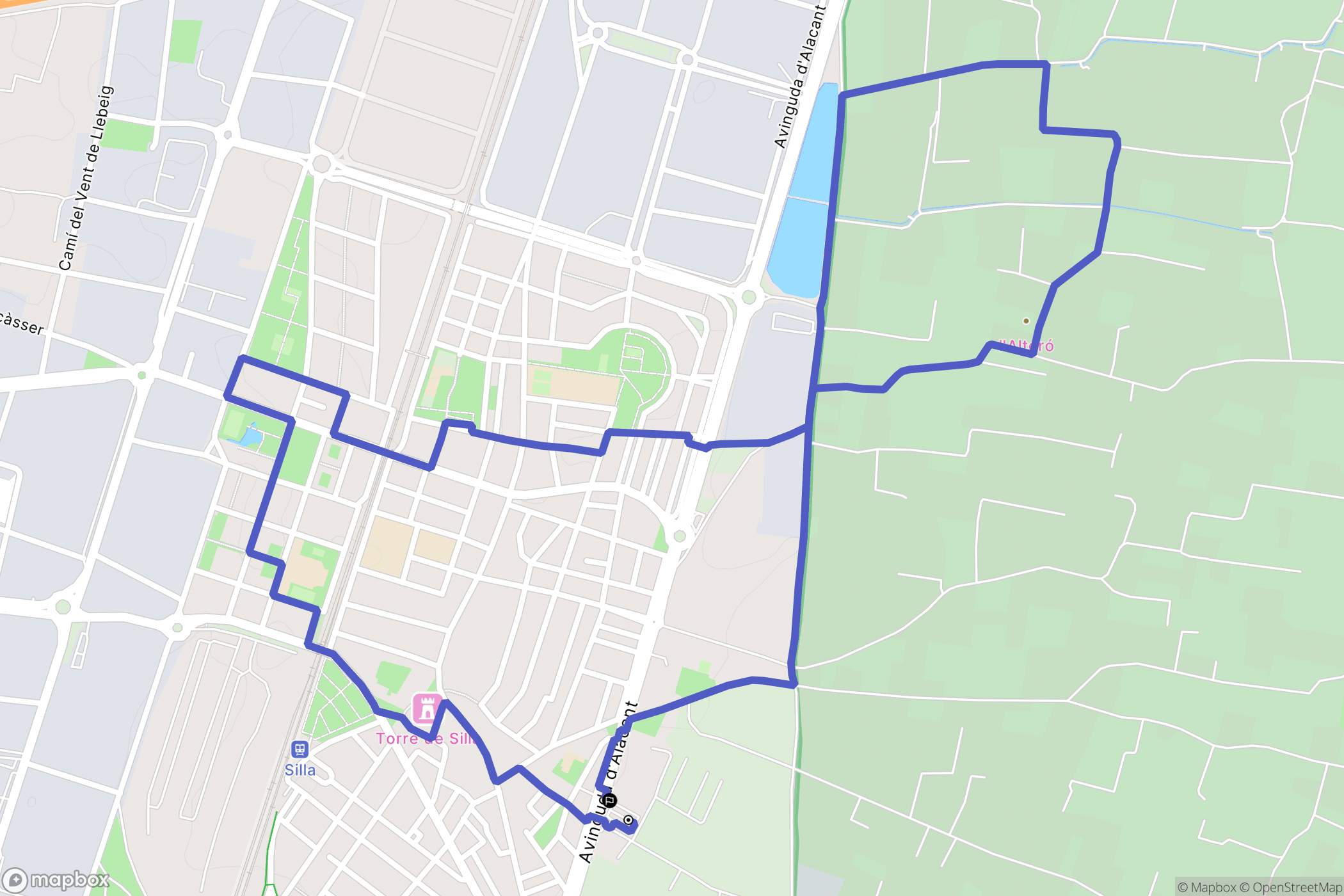 Silla : carte du parcours de randonnée - Spain
