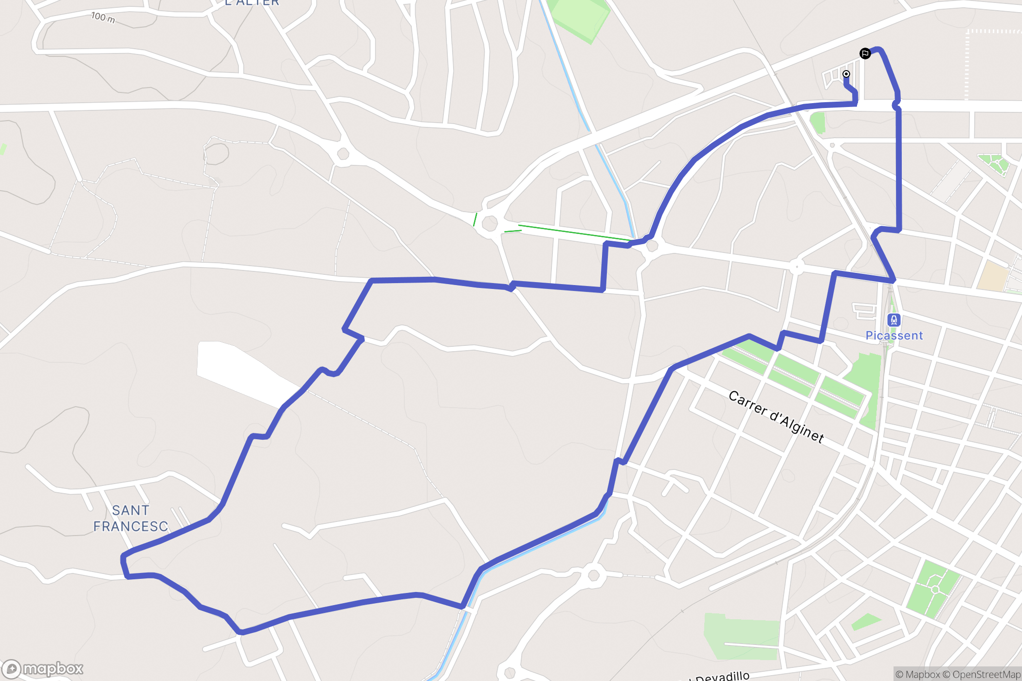 Picassent : carte du parcours de randonnée - Spain