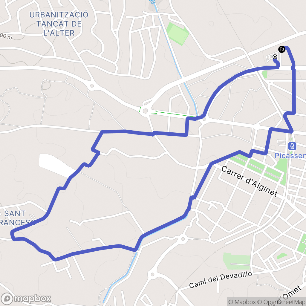Picassent : carte du parcours de randonnée - Spain