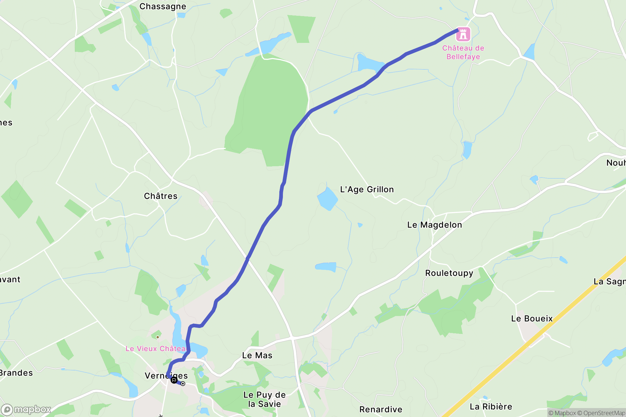 Verneiges : carte du parcours de randonnée - France