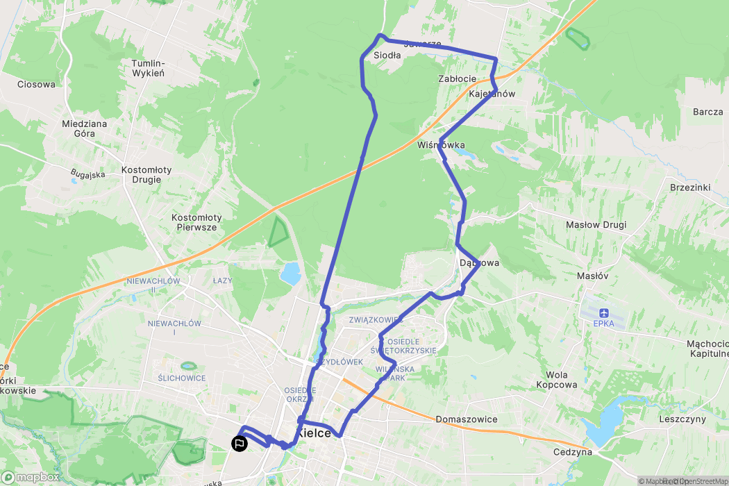 Kielce: mapa trasy - Poland