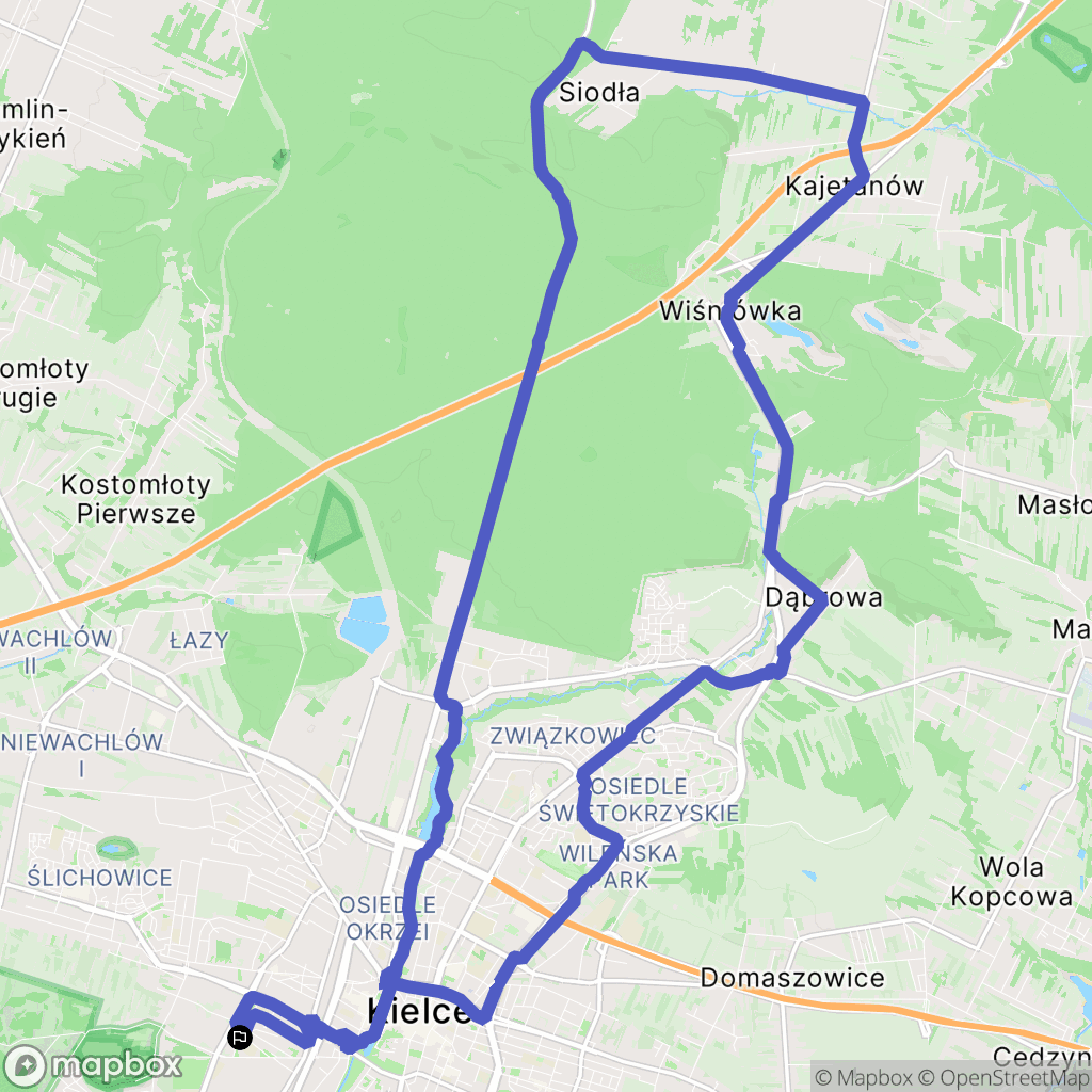 Kielce: mapa trasy - Poland