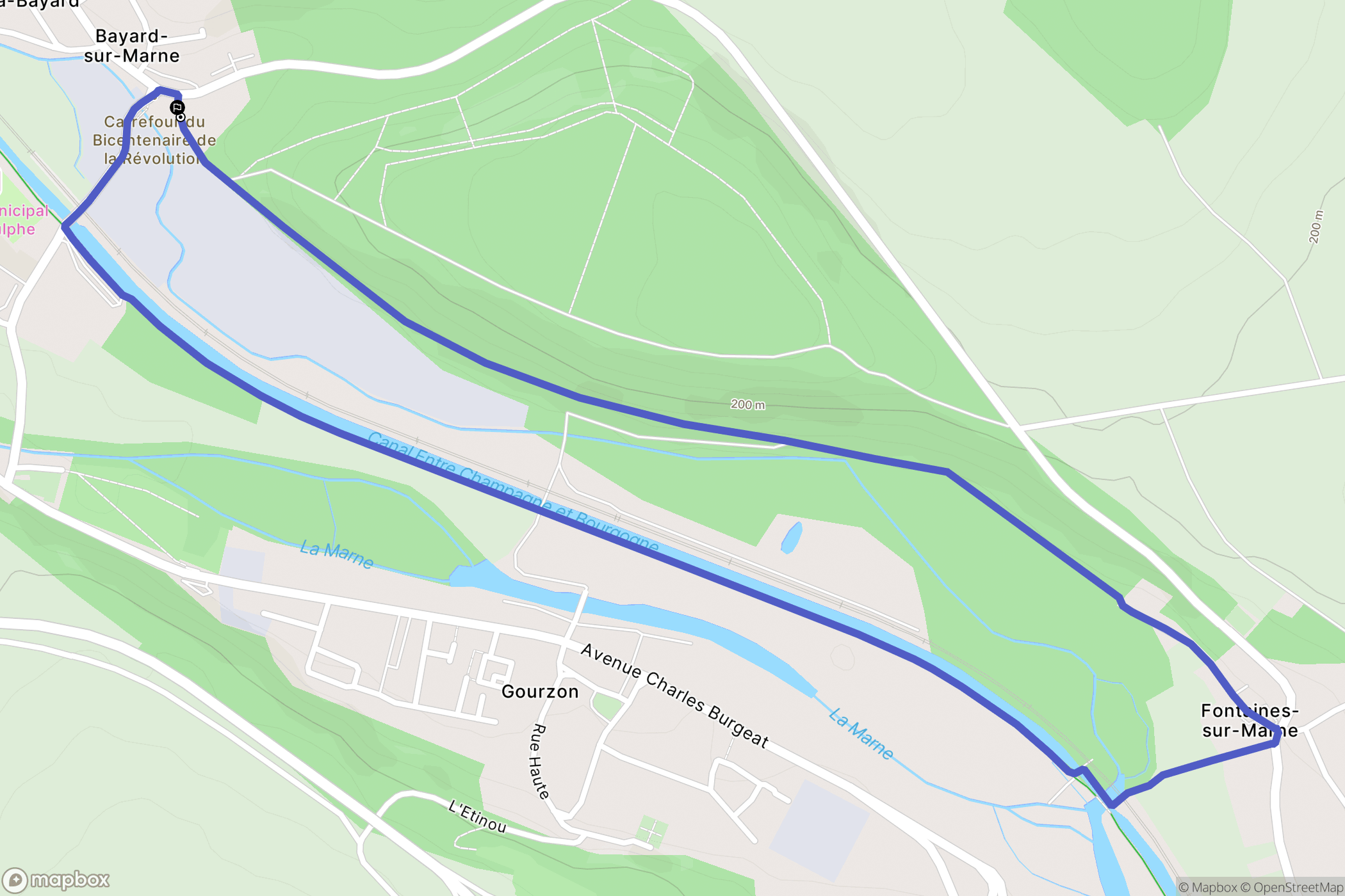 Bayard-sur-Marne : carte du parcours de randonnée - France
