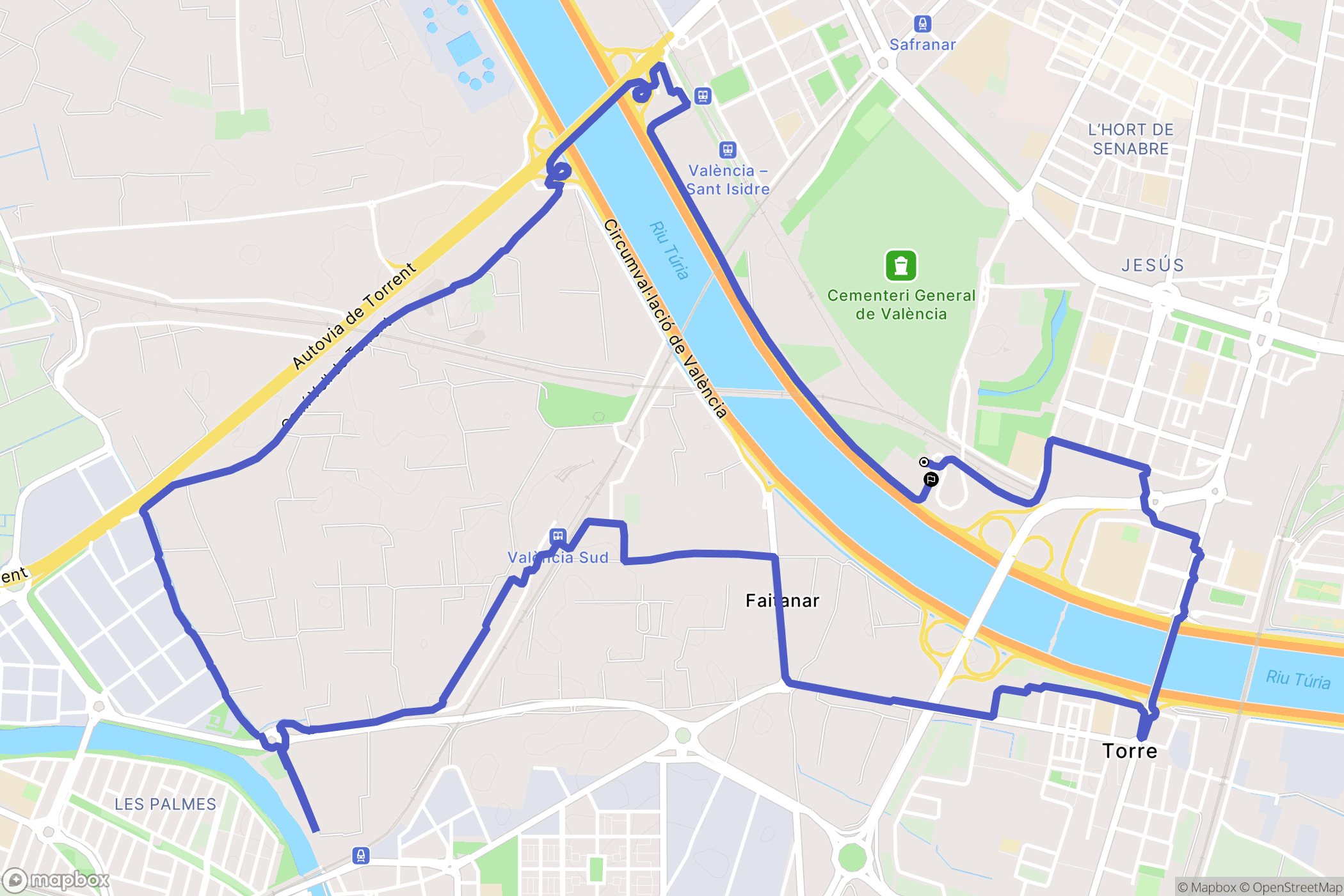 Valencia : carte du parcours de randonnée - Spain