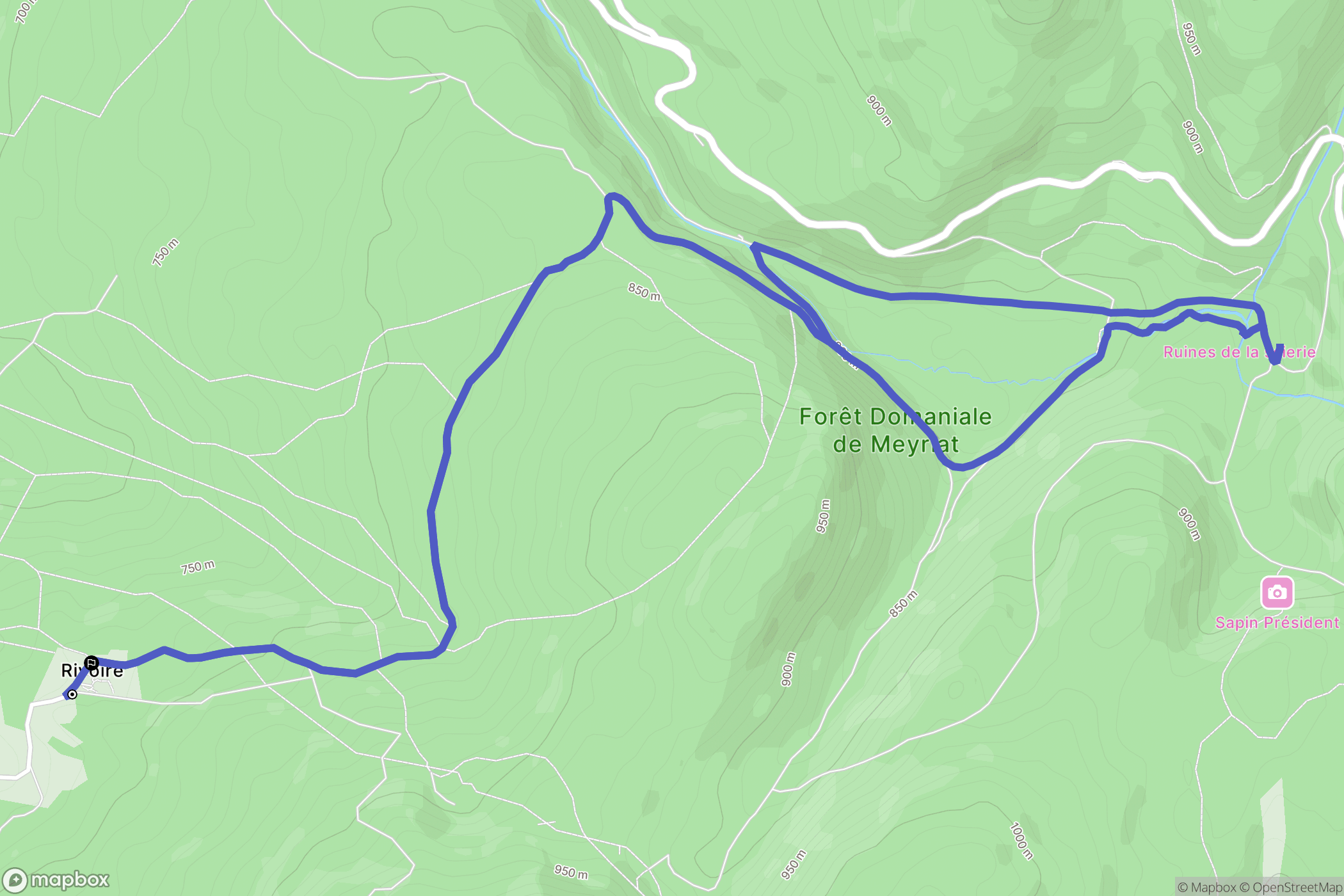 Vieu-d'Izenave : carte du parcours de randonnée - France