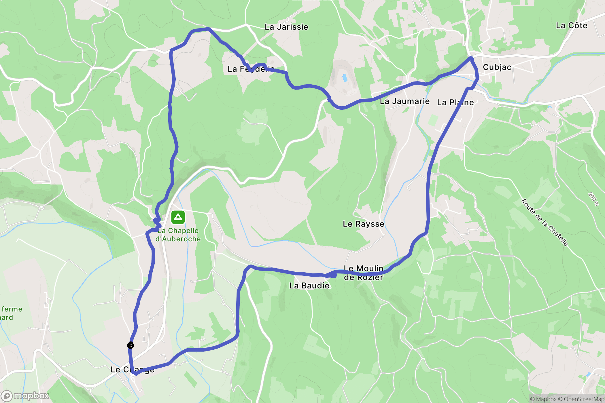 Bassillac et Auberoche : carte du parcours de randonnée - France