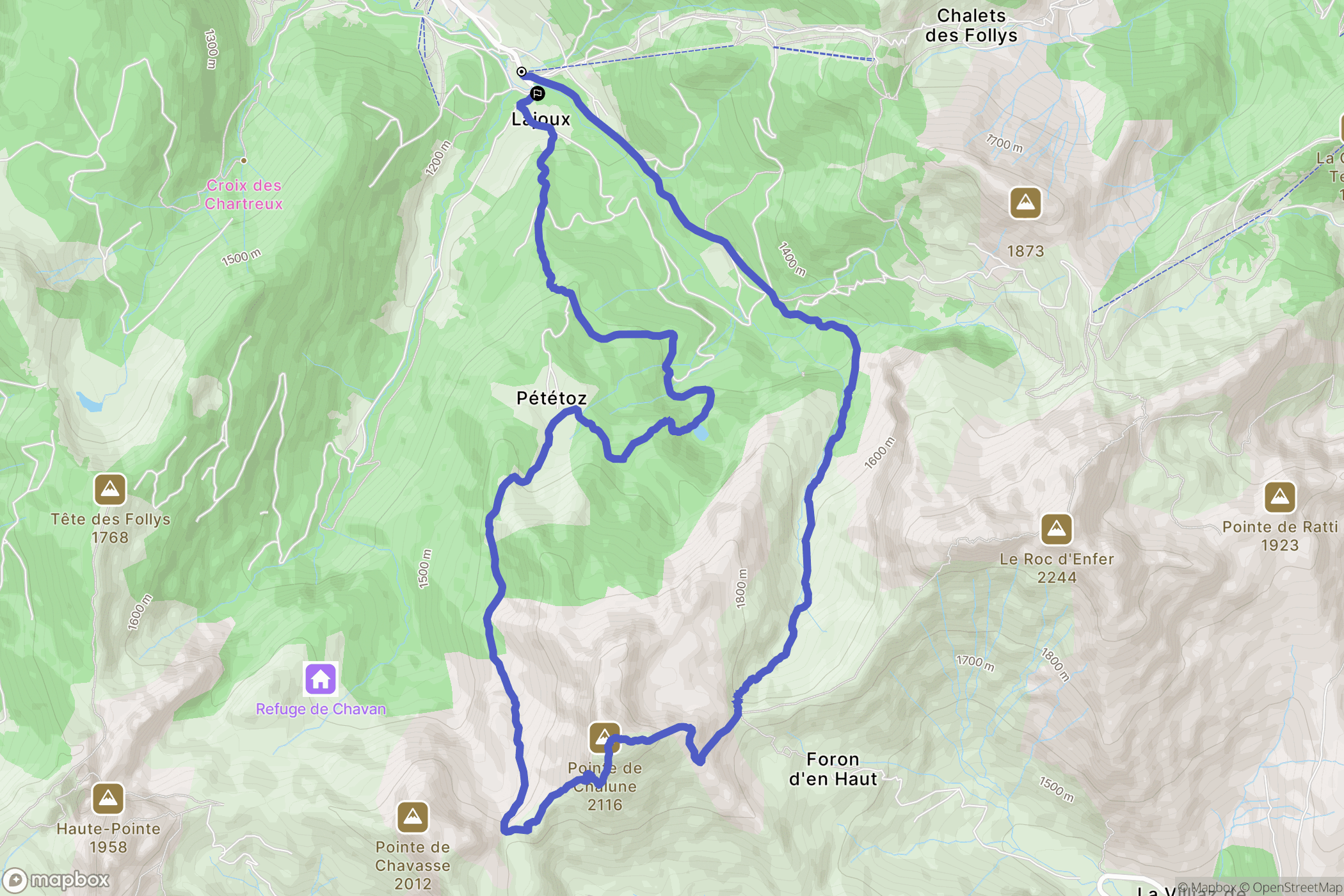Bellevaux : carte du parcours de randonnée - France