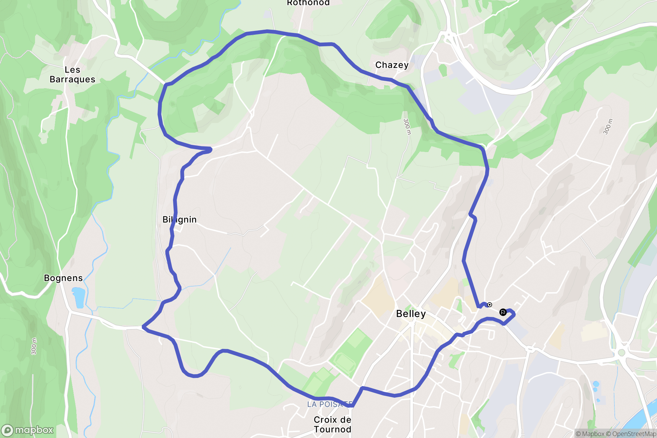 Belley : carte du parcours de randonnée - France