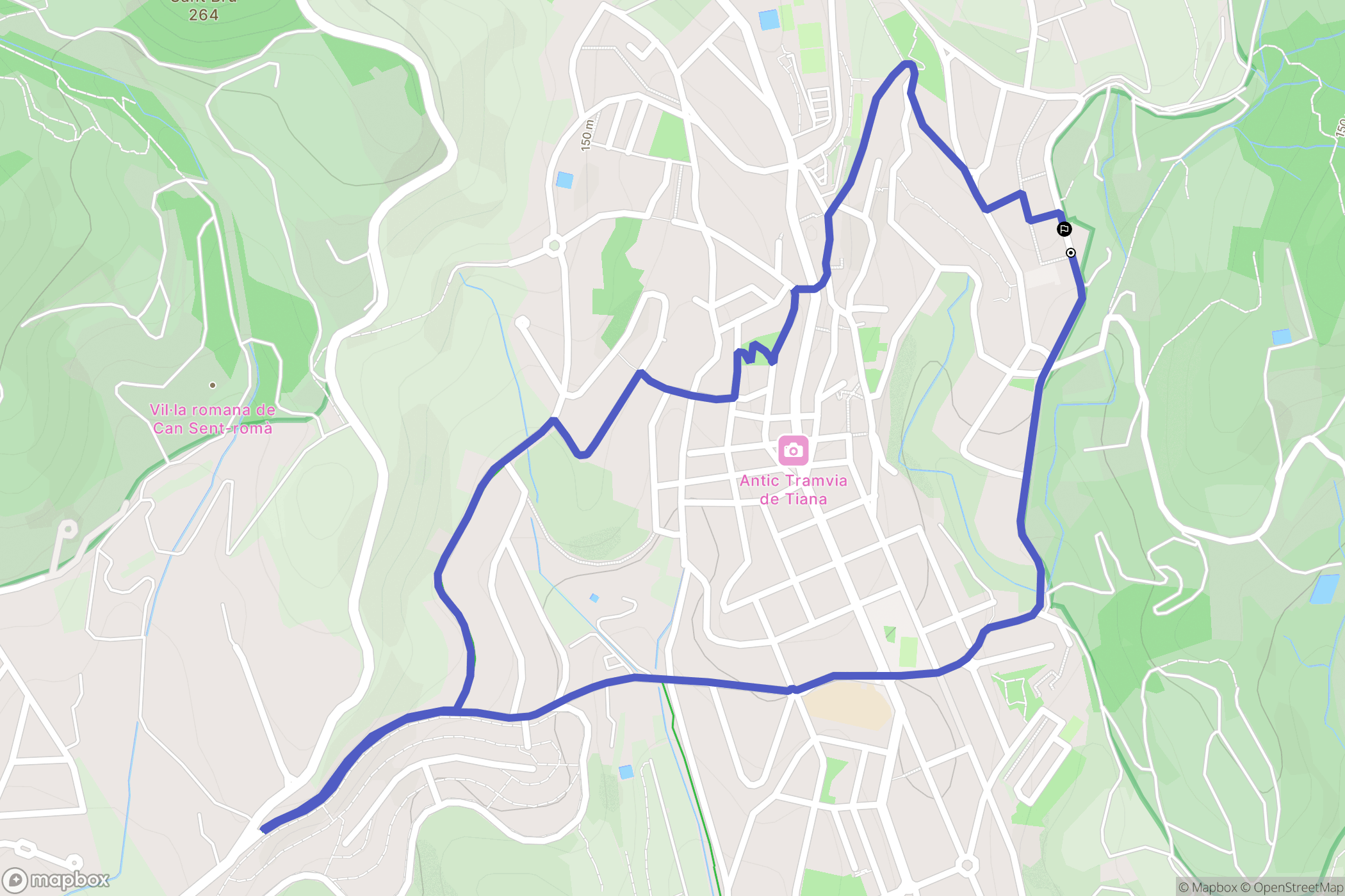 Tiana : carte du parcours de randonnée - Spain