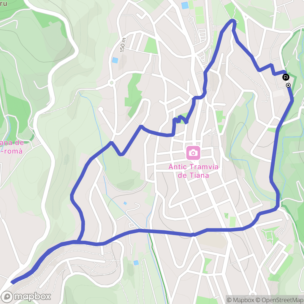 Tiana : carte du parcours de randonnée - Spain