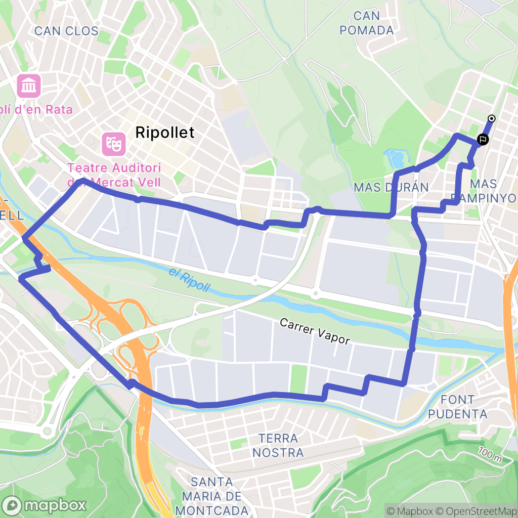 Montcada i Reixac : carte du parcours de randonnée - Spain