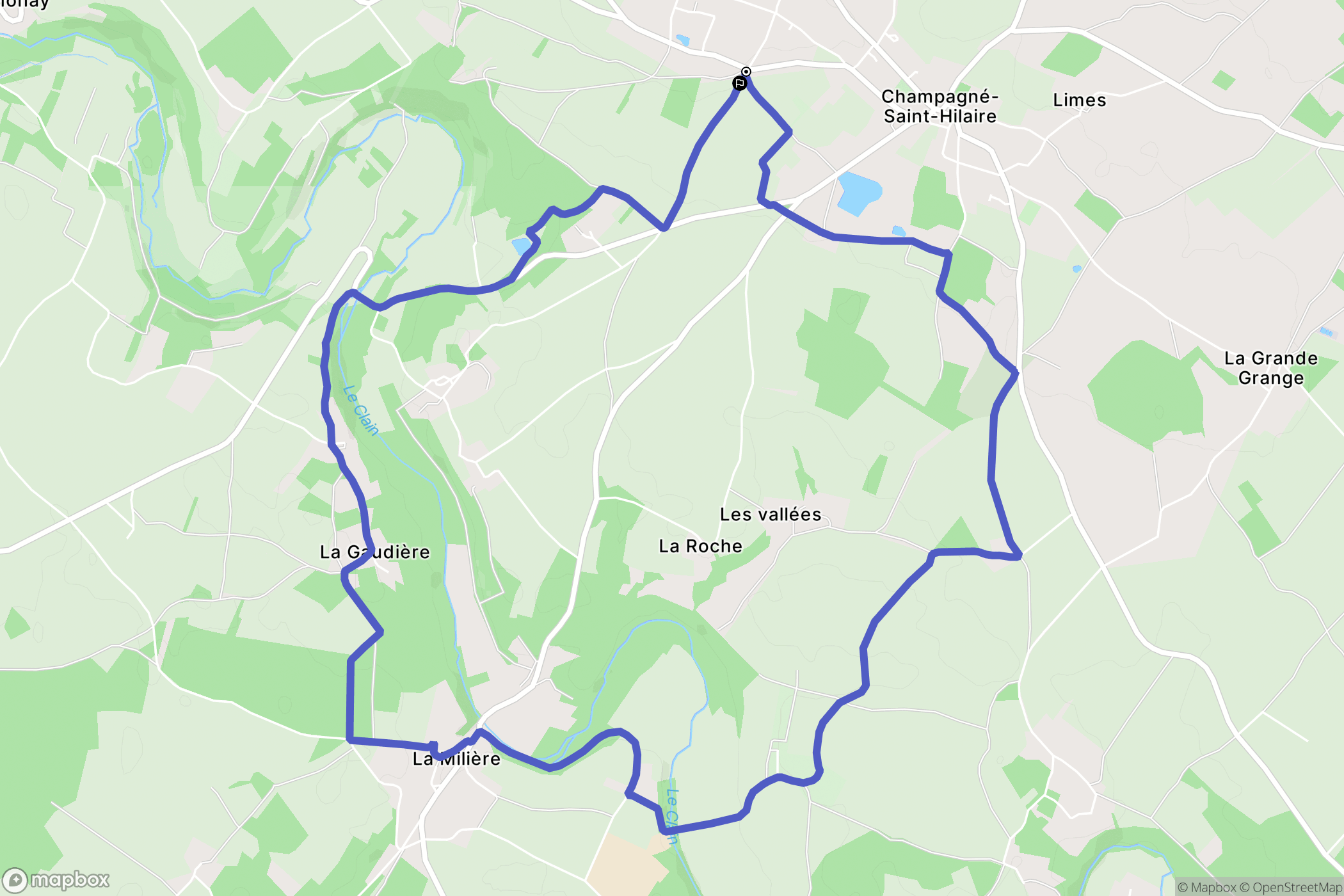 Champagné-Saint-Hilaire : carte du parcours de randonnée - France