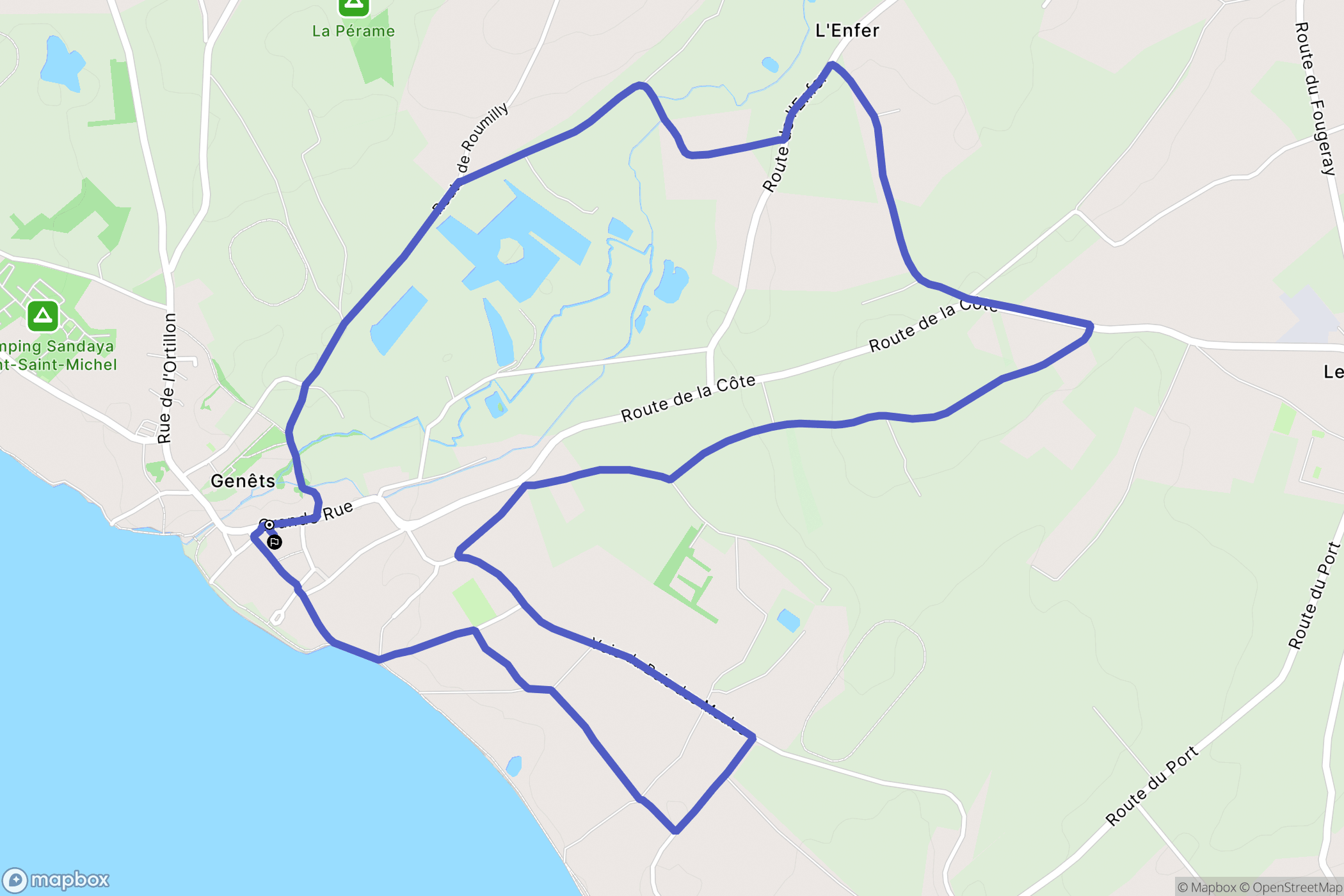 Genêts : carte du parcours de randonnée - France