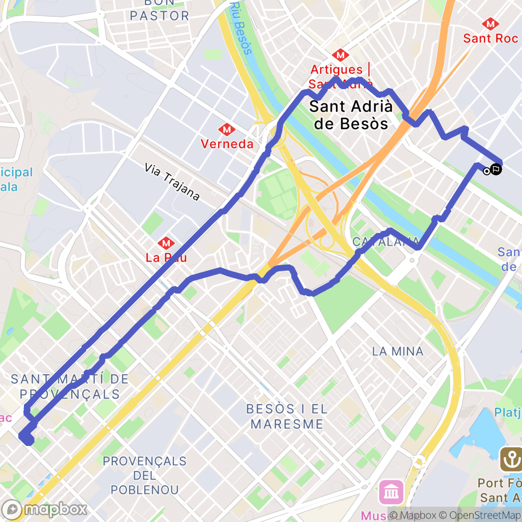 Sant Adrià de Besòs : carte du parcours de randonnée - Spain