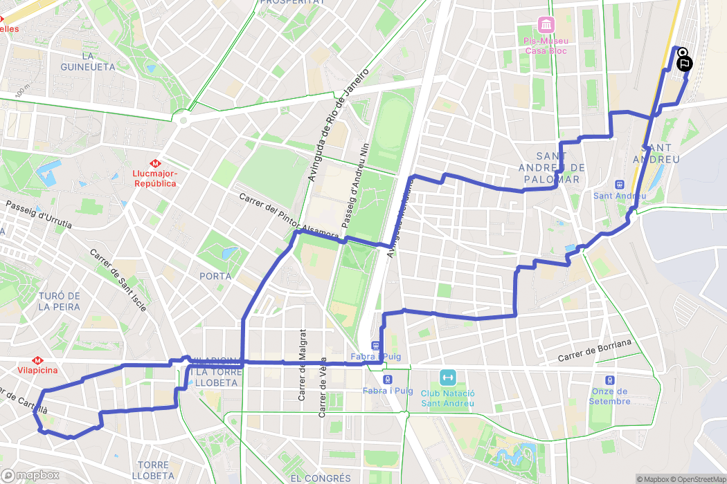 Barcelona : carte du parcours de randonnée - Spain