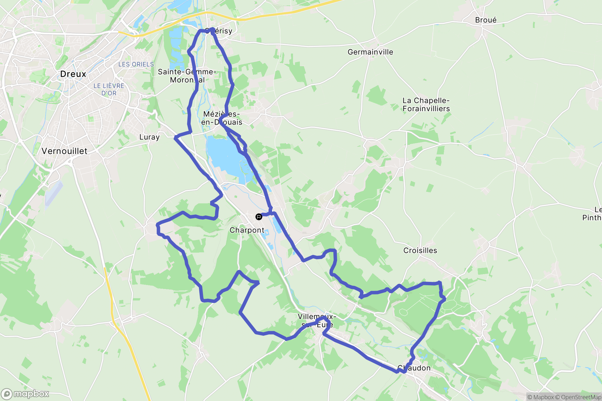Charpont : carte du parcours de randonnée - France